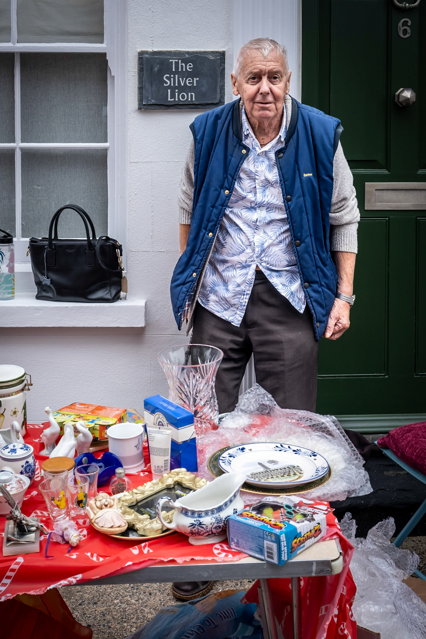 Martin selling from his front door at The Silver Lion. The Braderie Street Market, Deal, Sunday, 17th.