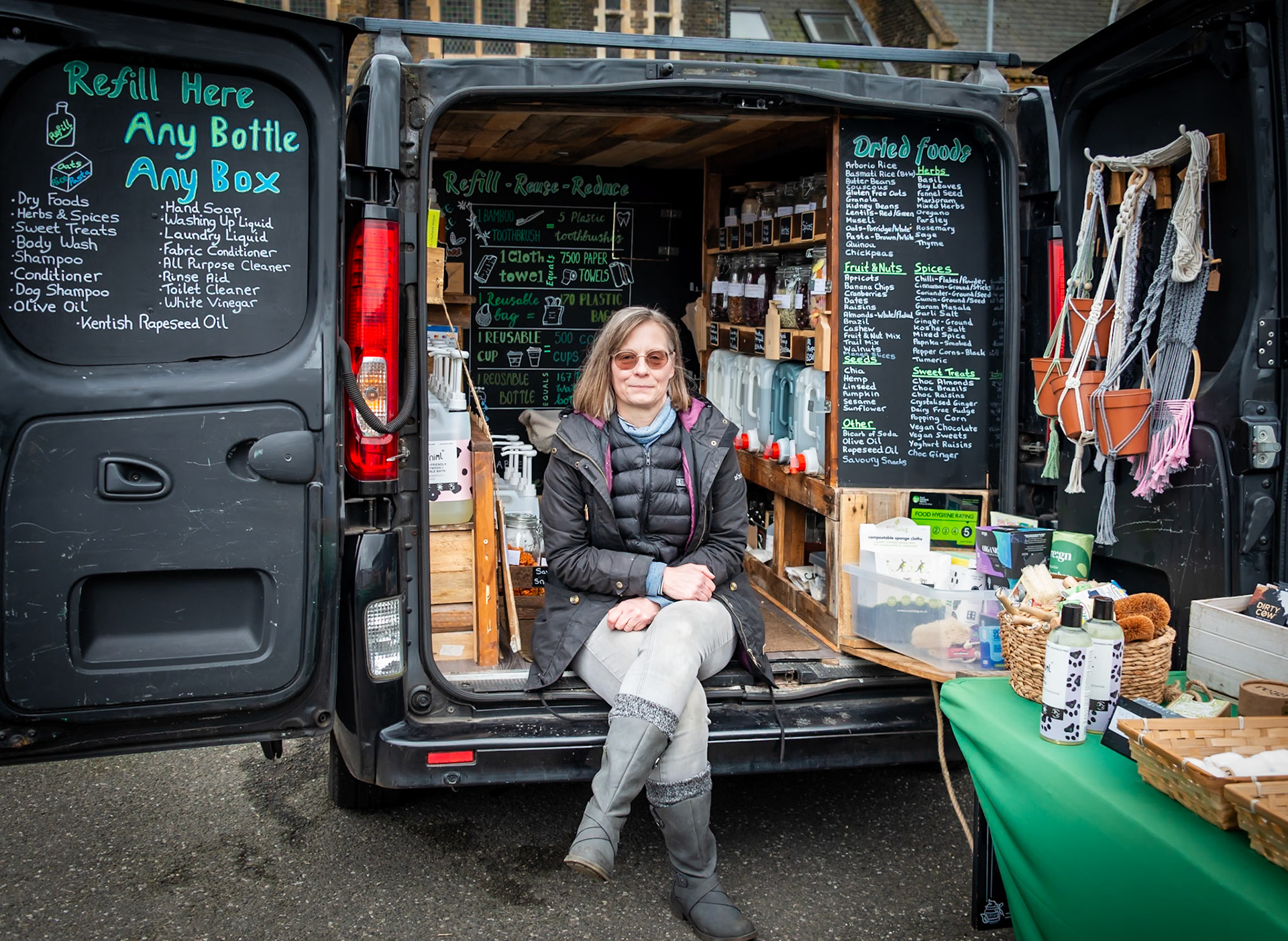Sue Bates, owner of The Refillable Van, Deal Market, 2nd March, 2024.