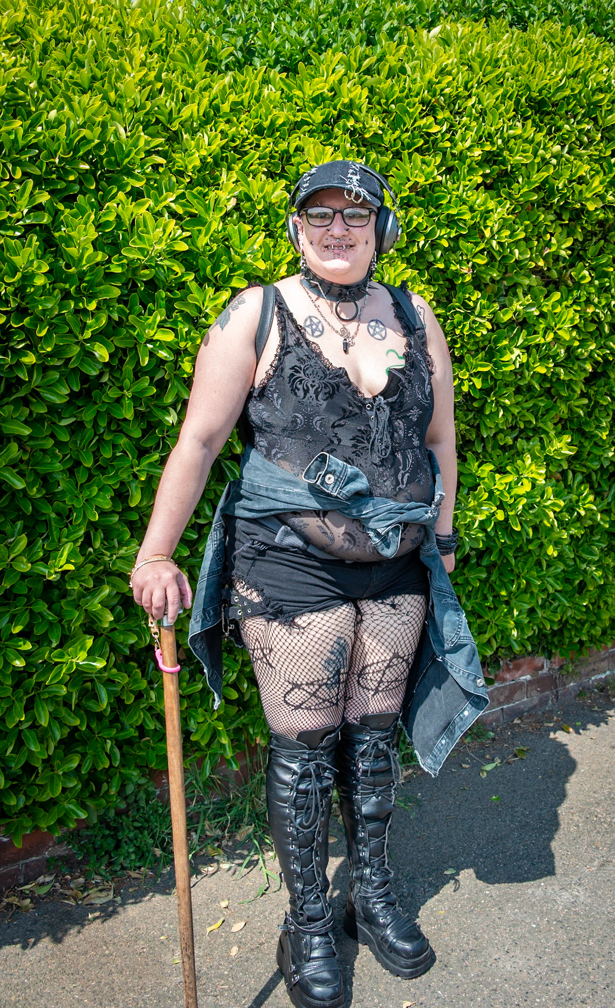Lilly Robinson walking the esplanade at Walmer, 2nd May, 2025. Lilly told me that she has 54 piercings. 