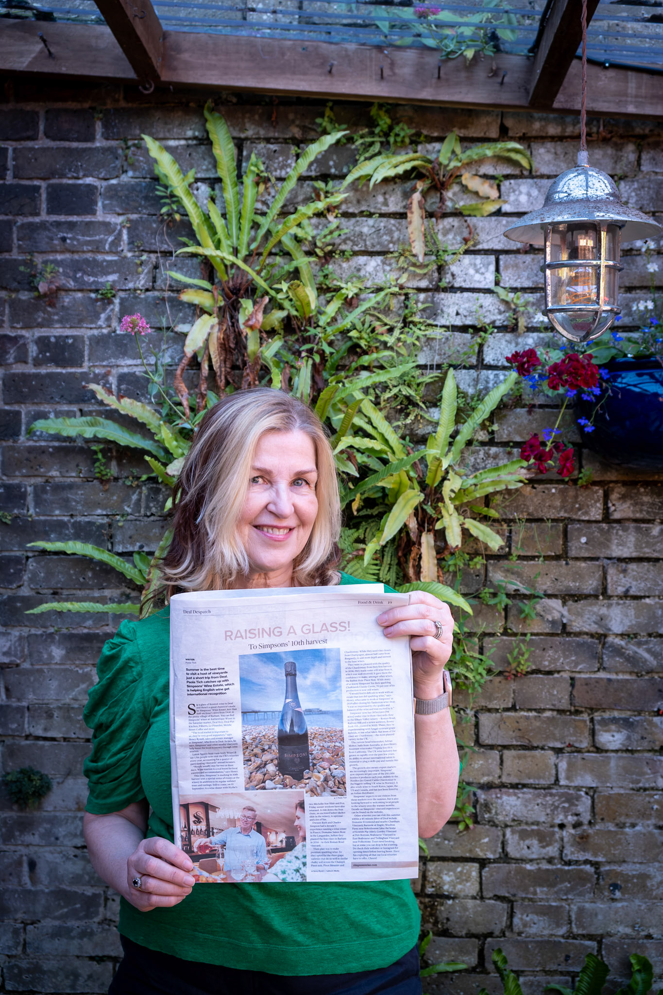 Paola Tich, Sommelier, wine consultant and writer, at the The Deal Despatch Launch, Deal Hoy, Duke Street, 2nd July, 2026. Paola's article reviewed the produce of the Simpson's Wine Estate at Barham, a short drive from Deal. "You can find Simpson's wines at Authentique Wines in the Saturday Market, Deal Hoy, Deal Pier Kitchen, Filberts, Le Pinardier, Middle Street Coffee and more".