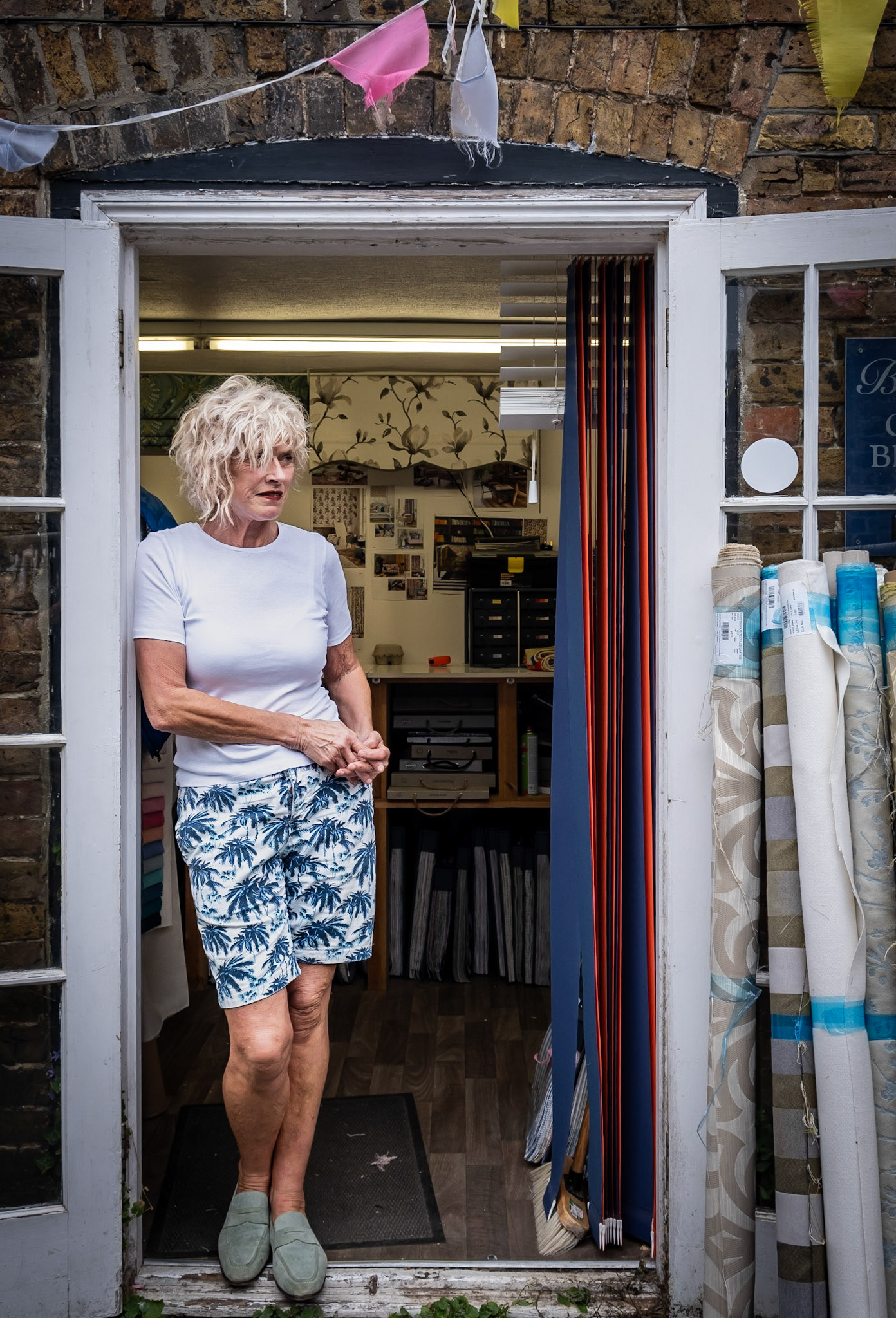 Mary; fabric designer and owner of Blind Illusions. Braderie Street Market, Deal, Sunday, 17th.