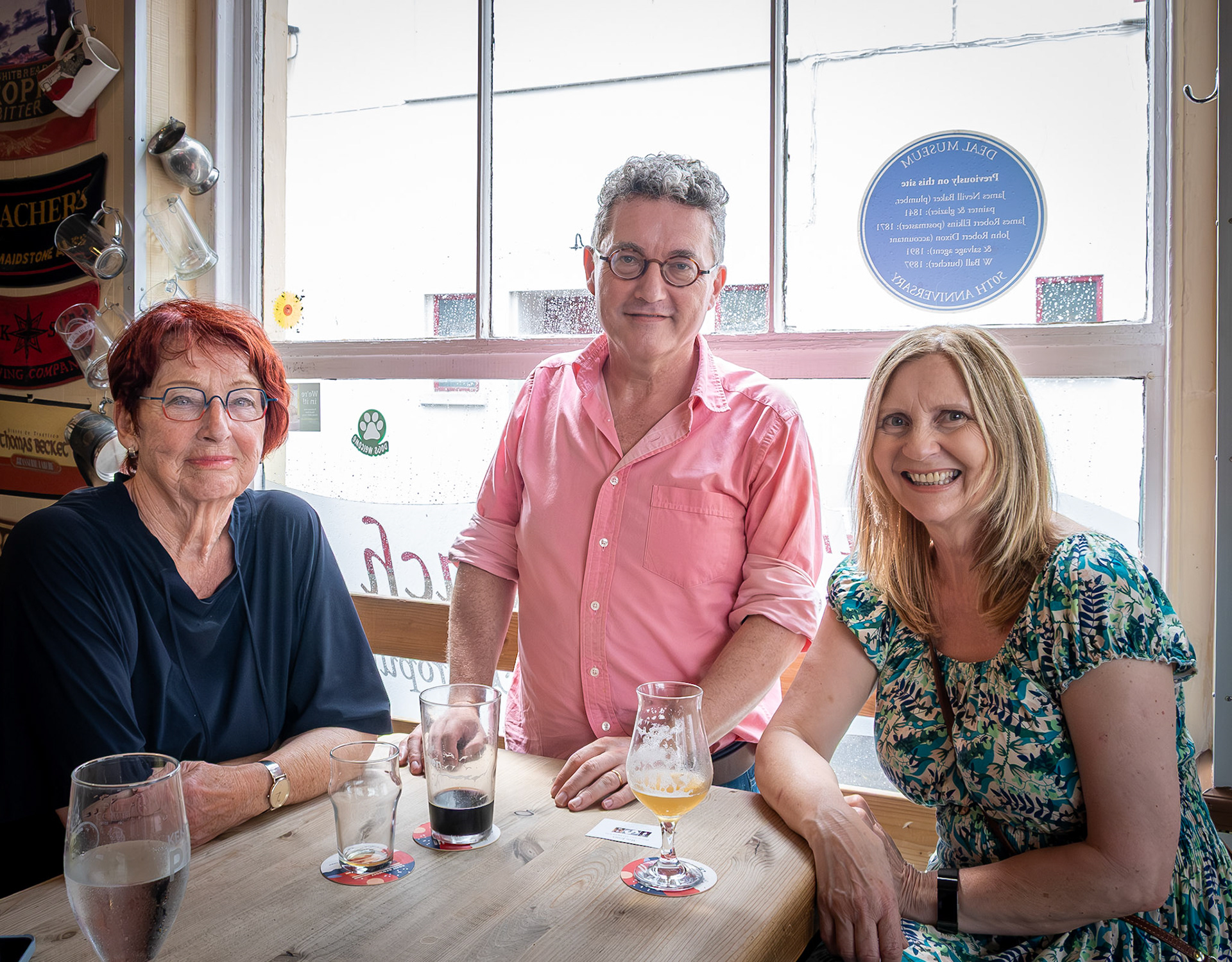 Lies, from the Netherlands, her son, Bastiaan and Amanda at the Just Reproach, Deal's best micropub, King Street, 19th July, 2025.