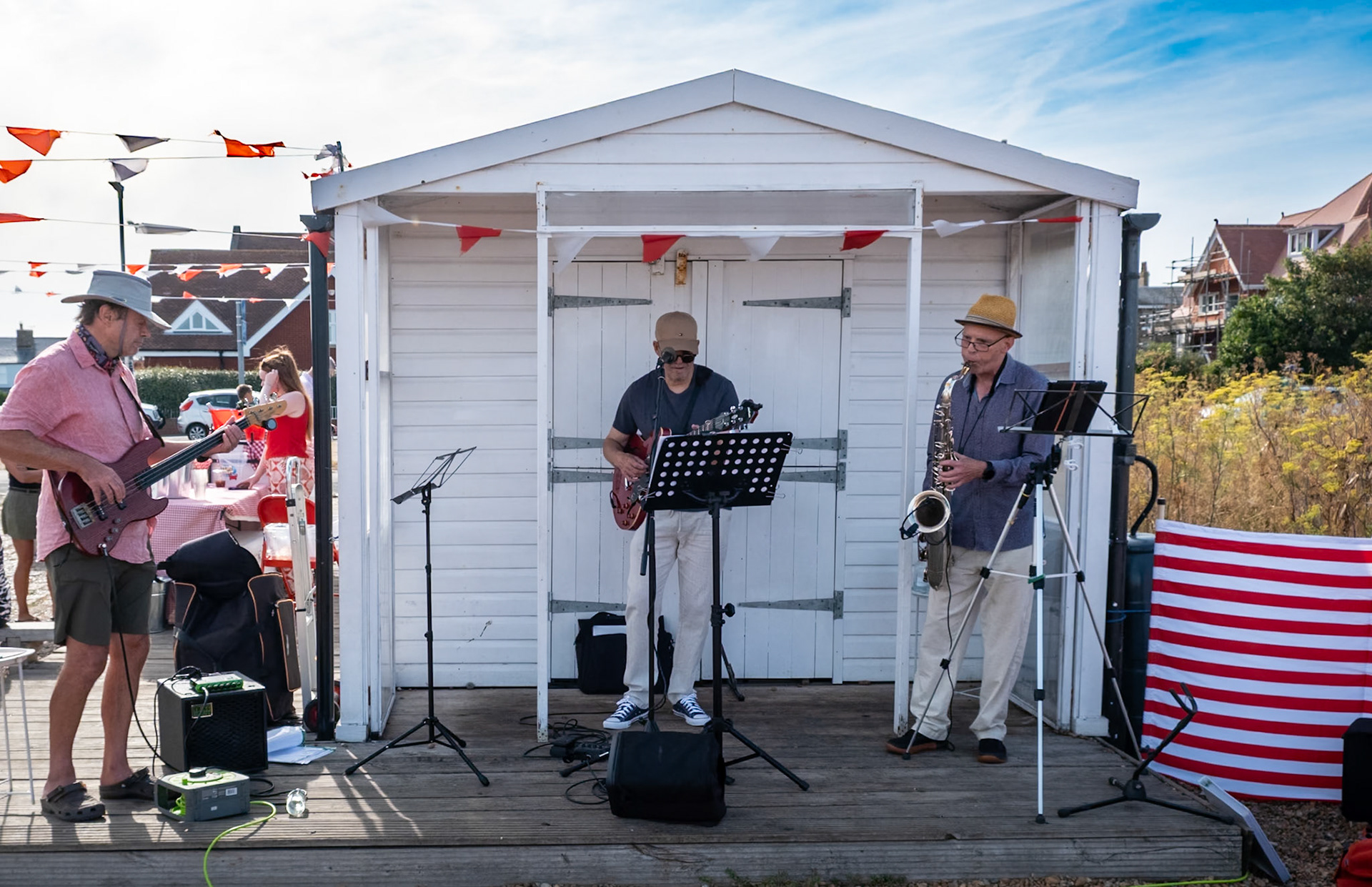 A talented trio playing at Hut55 on Deal Beach, 2nd August, 2026.