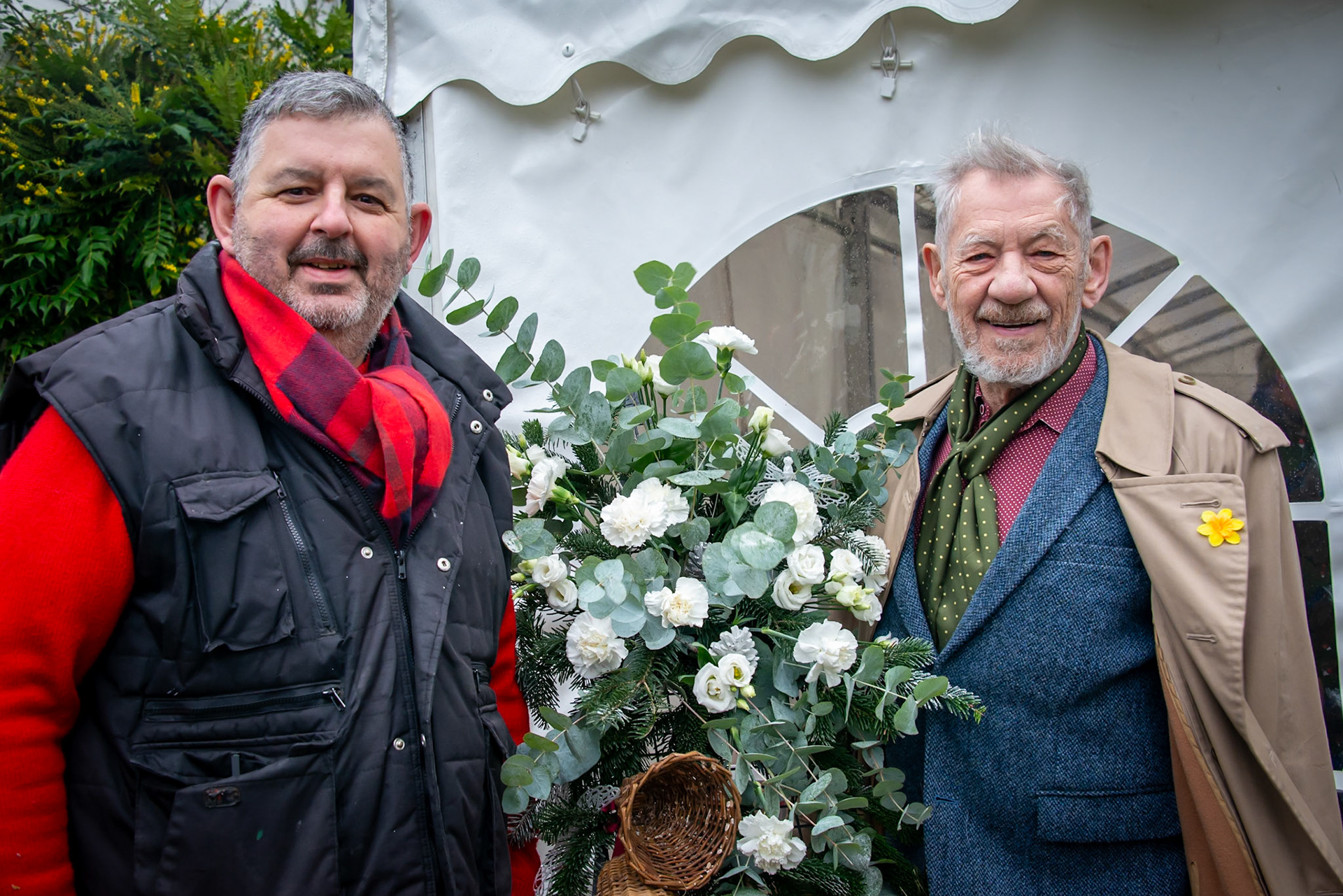 Mig with Sir Ian McKellen, Frost Fair at Beacon Hill Cottage, Little Mongeham, Deal, 7th December, 2024.