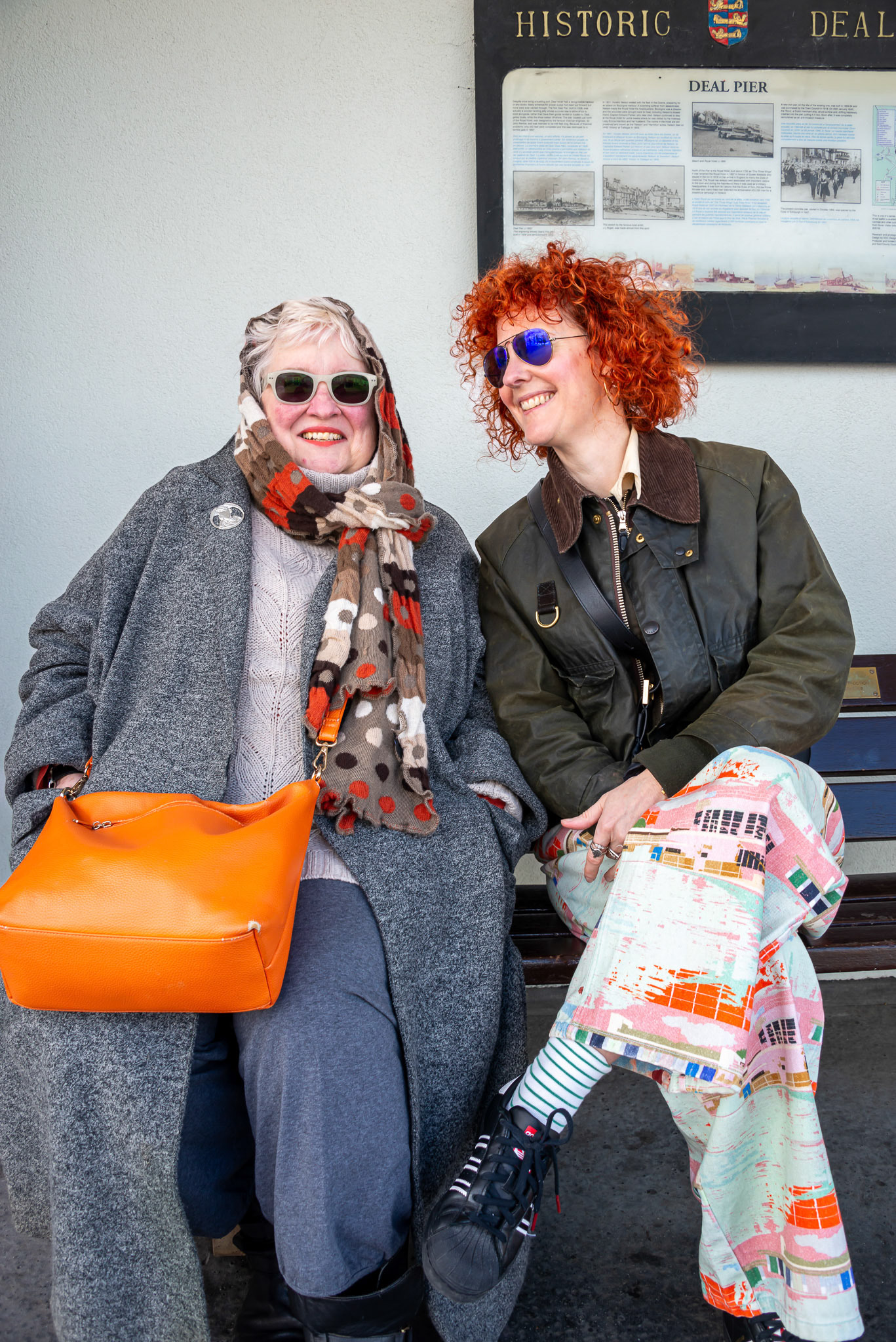 Anni, an educator and writer, and Shari, a makeup artist working in theatre and fashion. Deal Pier, 1st April, 2024.
