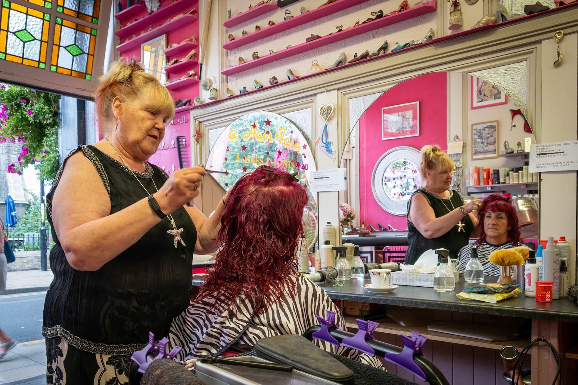 Teresa dressing Aileen's hair. Teresa Hair Fashions, 126 High Street, Deal. Since 1986.