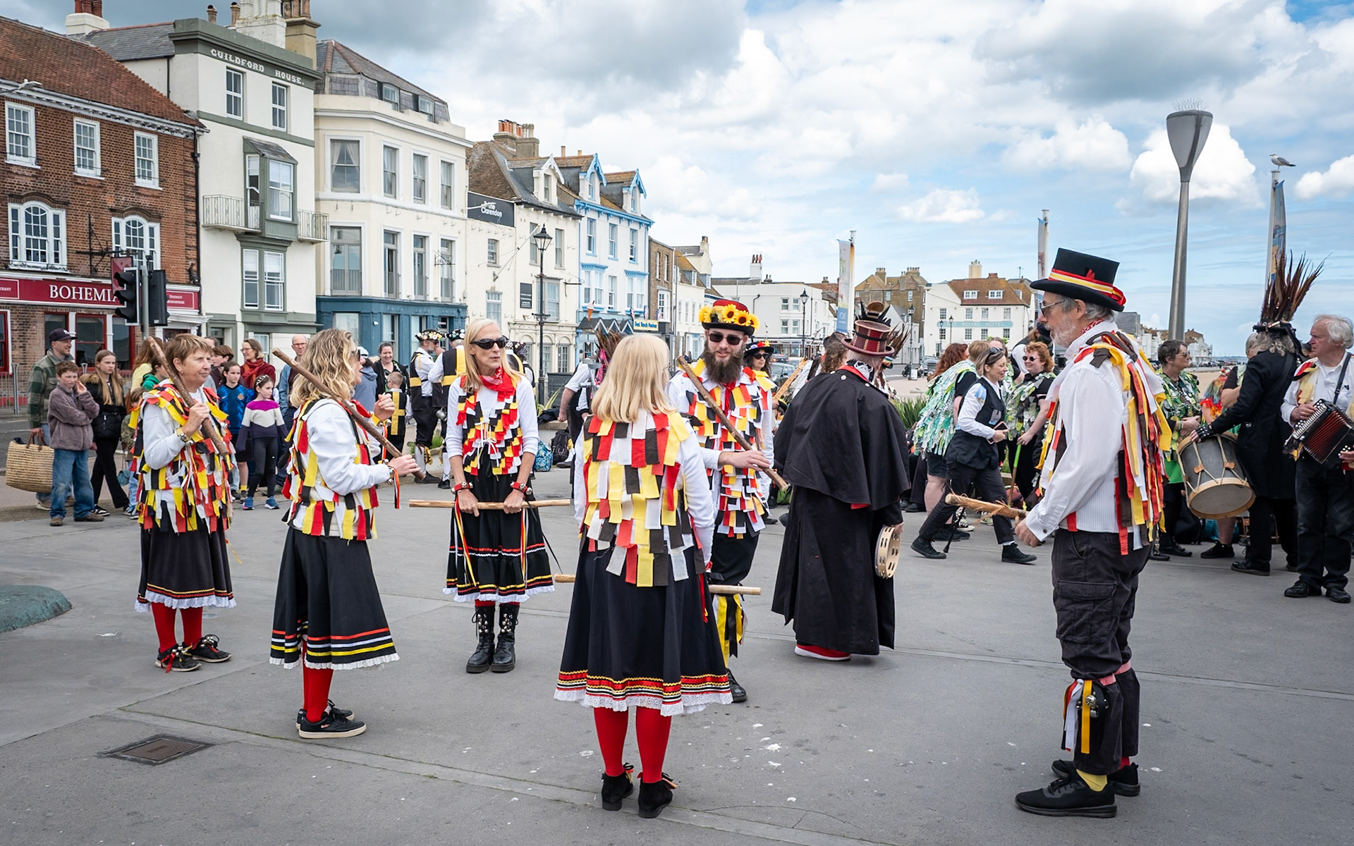 Offcumduns Border Morris visiting from St Nicholas at Wade, Thanet. Deal Pier, 16th May, 2026. https://www.facebook.com/offcumdunsbordermorris/ www.denizensofdeal.com