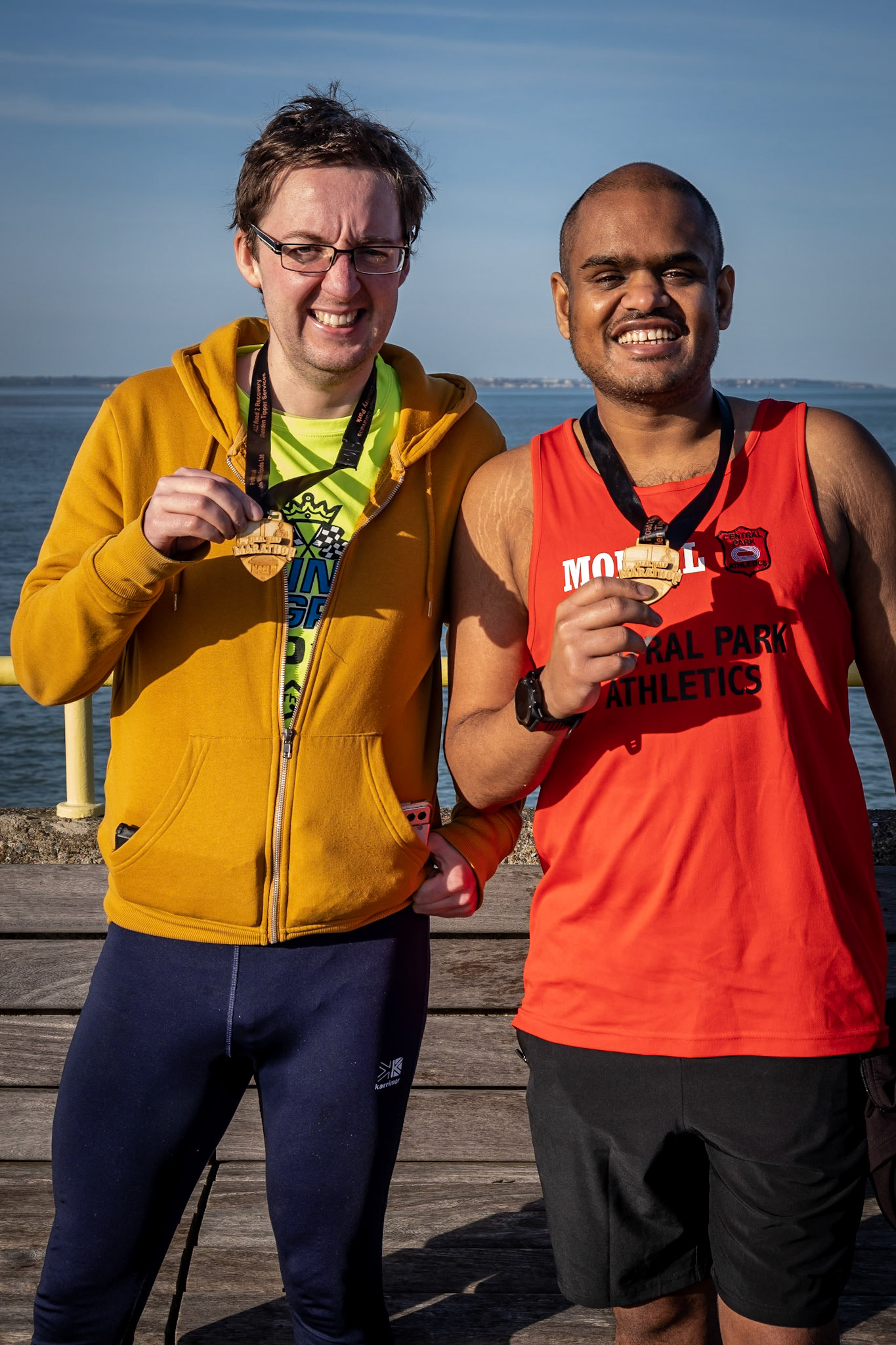Geoff and Moneil, Deal Half Marathon, 19th February. Geoff is a healthcare worker, Moneil is in IT.