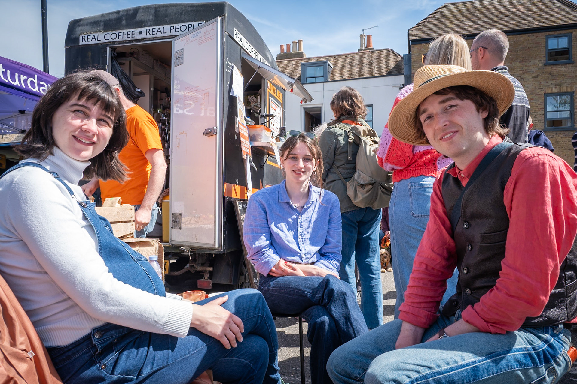 Viveka, a teacher, Solveig, a tutor and Samuel, a conservationist.  Real Deal Roasters, Deal Market, 25th April, 2026.