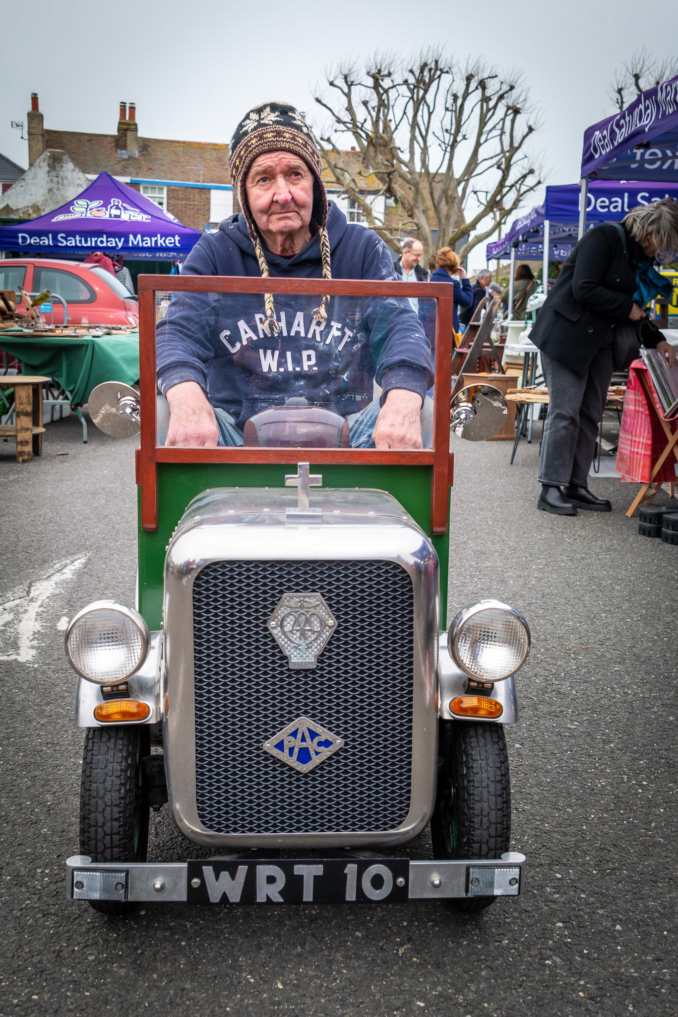 Peter Chittenden, Experimental Inventor, banjo and ukulele maker and converter of mobility scooters. Deal Market, Saturday, 6th April, 2024.