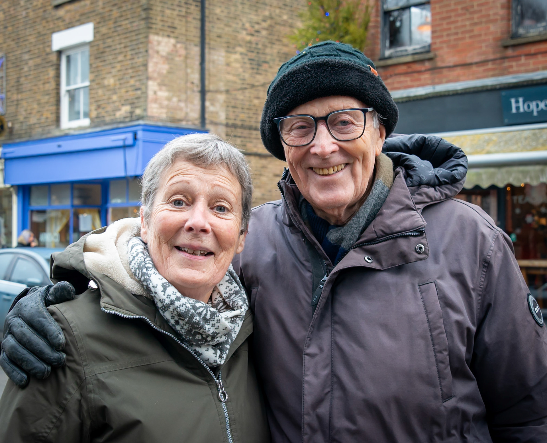 Anne and Chris White, High Street, 28th December, 2024. Anne was a nurse and is now an English Heritage volunteer at Walmer Castle. Chris is a journalist and wrote for many of the national daily newspapers and also reported on EU matters from Brussels.