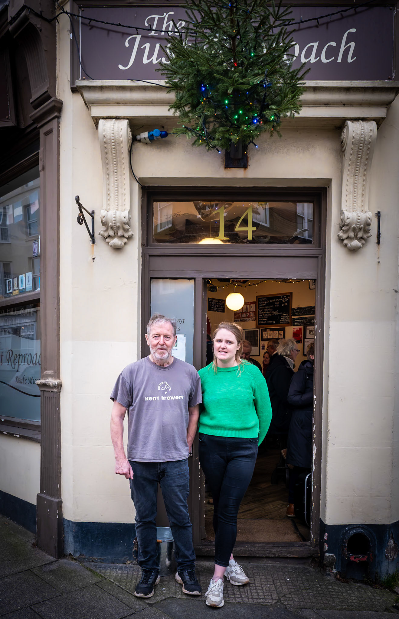 Mark Robson, owner of the Just Reproach, Deal's best Micropub, and his daughter Bronwen. Saturday, 16th December, 2023.