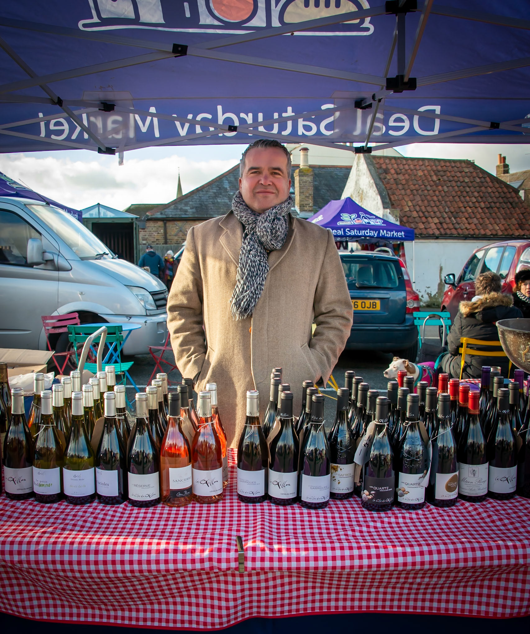 Pascal at his wine stall, Deal Market, 6th January, 2023.