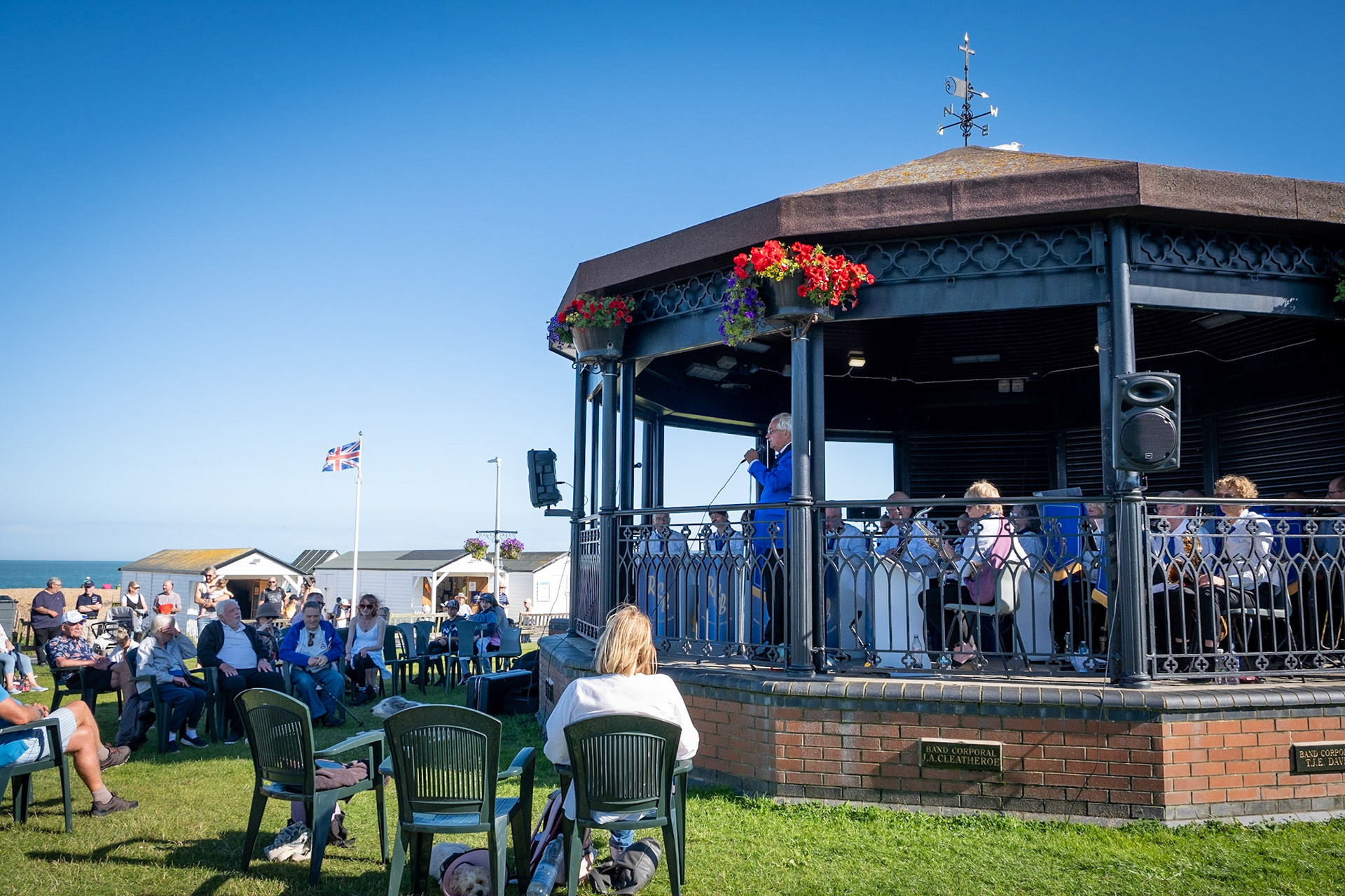 The Railway Swing Band at Walmer Memorial Bandstand, Walmer Green, this afternoon, 20th August, 2023.