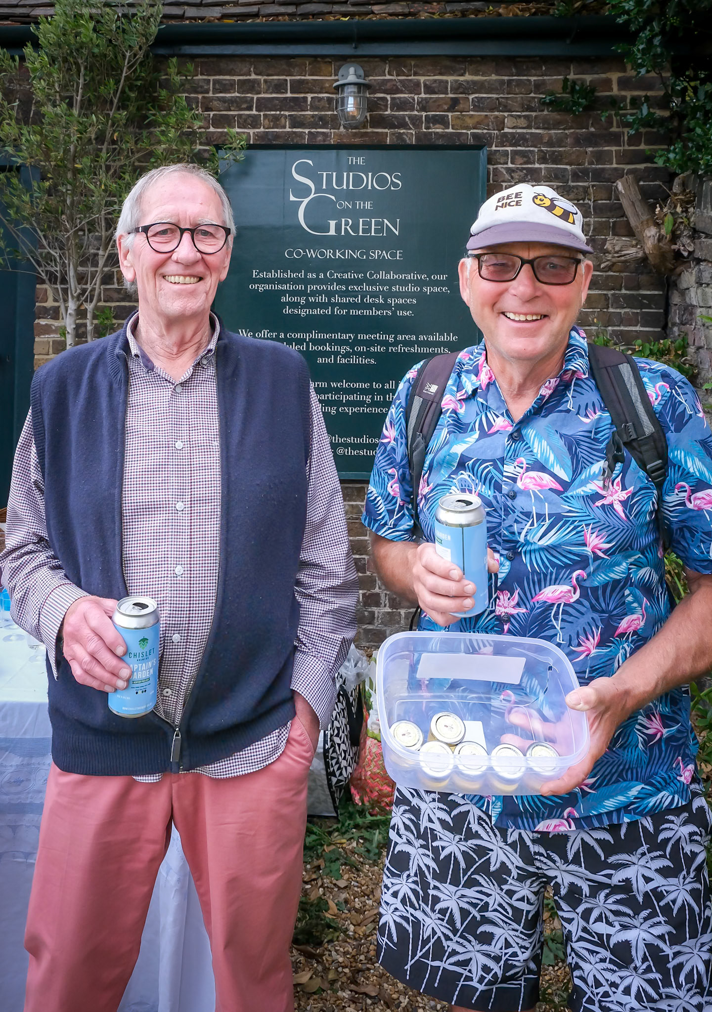 Mike Griggs and Tony Furseland. Mike runs the Clifftop Challenge in aid of Breast Cancer Now. www.clifftopchallenge.com Tony is a beekeeper producing honey from the Captains Garden behind The Studios on the Green.