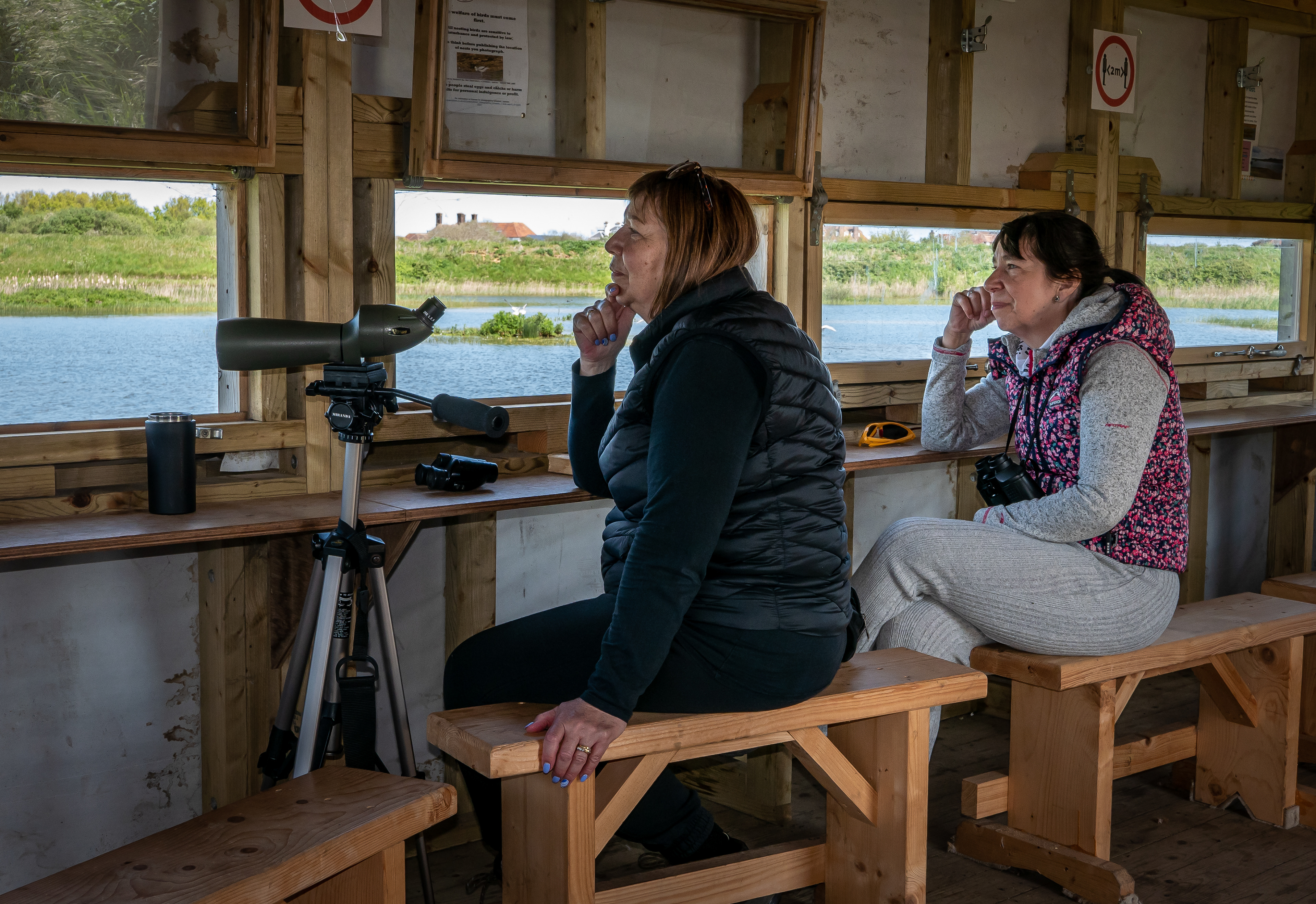 Angela and Sylvia, nature lovers, at Restharrow Scrape off the Ancient Highway, near Sandwich, 16th May.