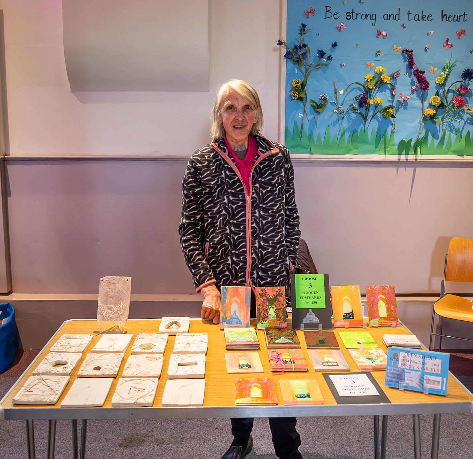 Jenny Samuels, artist, at the Small is Beautiful launch event for next month's Open Studios.  St George's Church, 16th May, 2026. @jennyjanesamuels