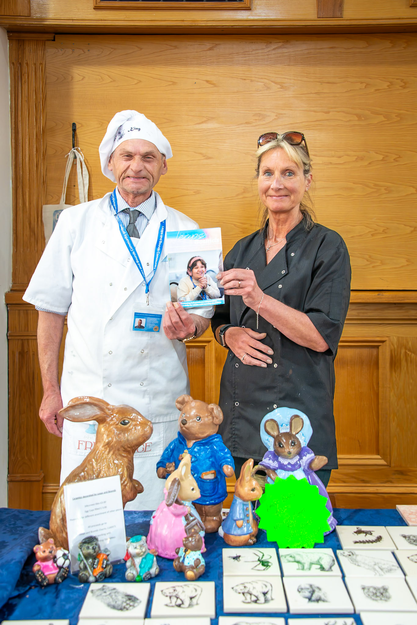 David and Debbie. Craft Fair for the Leaps and Bounds Community Project, The Landmark Centre, 12th April, 2025. The project promotes independence and provides skills for adults with learning disabilities.