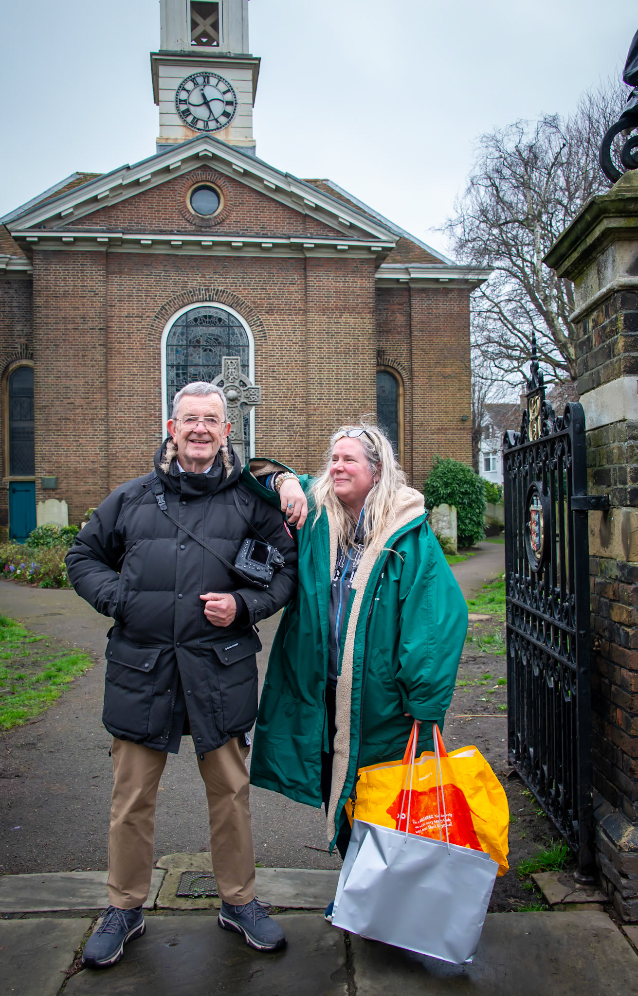 What is the collective noun for a group of photographers? A chance meeting this morning with Chris Mansfield (www.chrismansfieldphotos.com) and Carol Fenton (www.theunofficialphotographer.co.uk) outside St Georges Church, Deal High Street, 11th March, 2024.