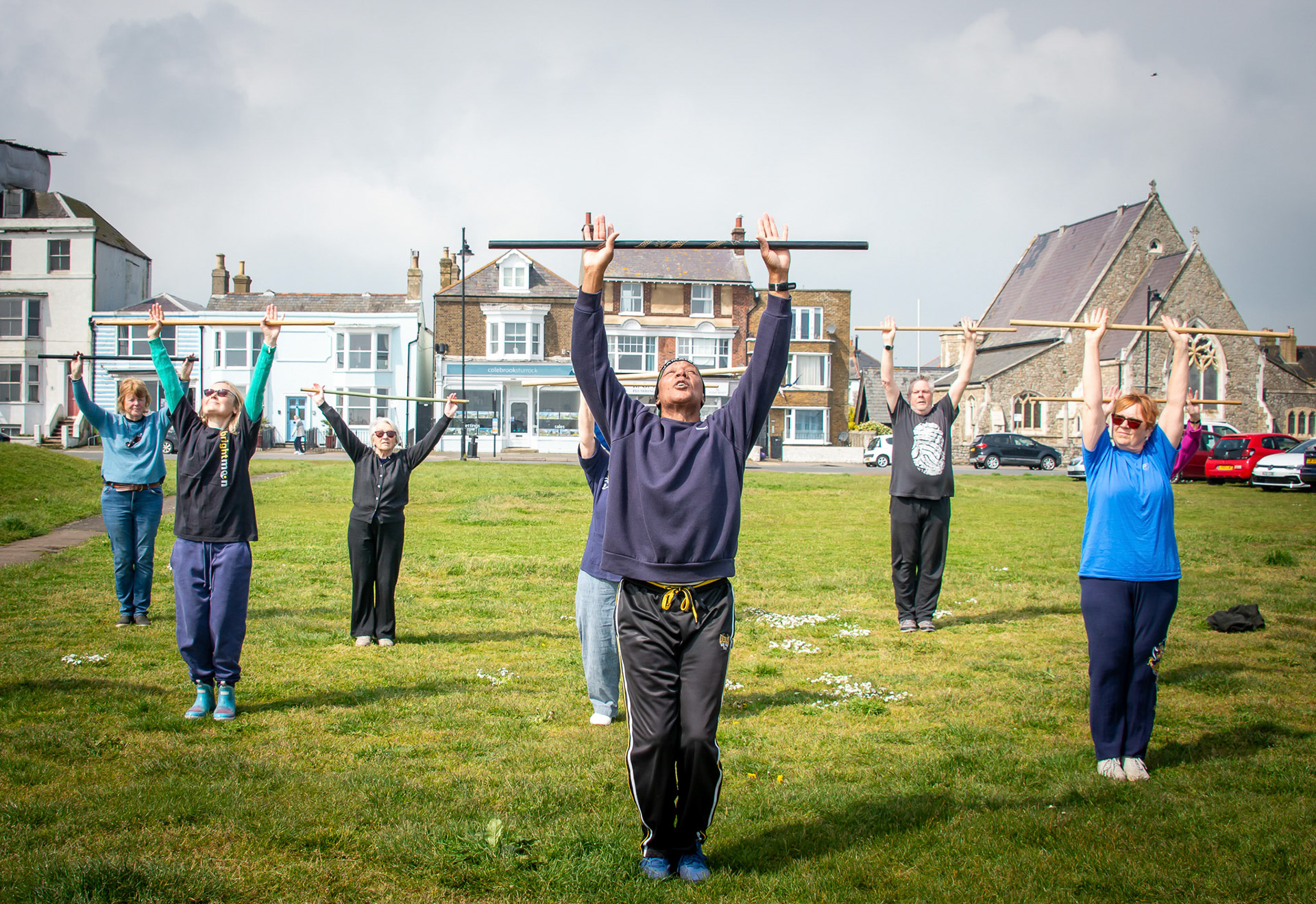 Ken leading a Brightmoon Tai Chi Group on Walmer Green this morning, 27th April, 2024. https://www.brightmoontaichi.co.uk/