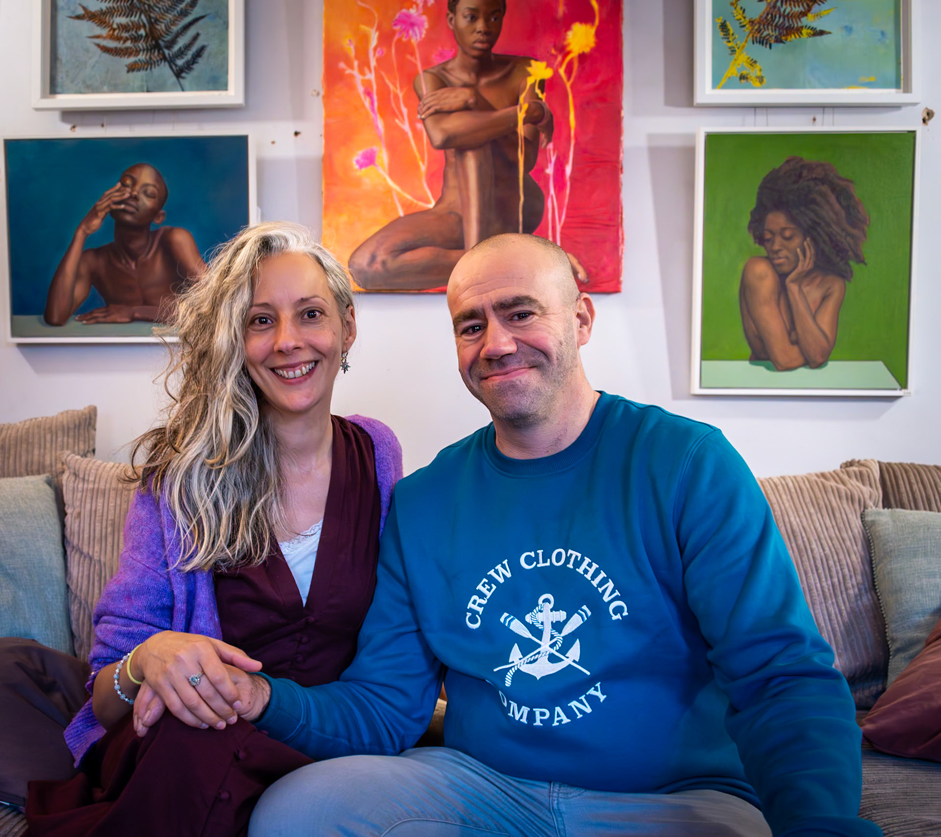 Maria Zaretti-Underwood, a portrait painter and her husband Dan, a woodworker and maker of hardwood fiurniture. Home Studio Event, 17th November, 2024.
