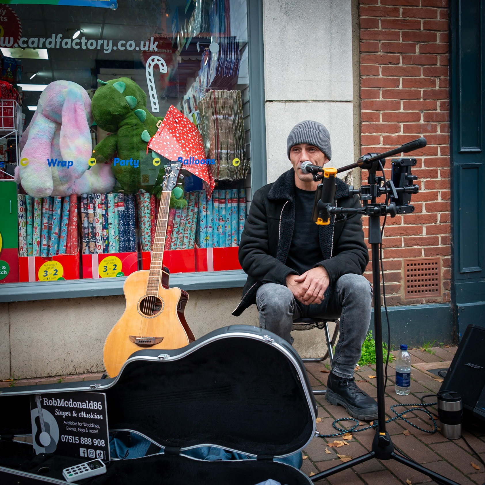 Rob McDonald. A great voice, busking in the High Street, Deal, 2nd November, 2024.