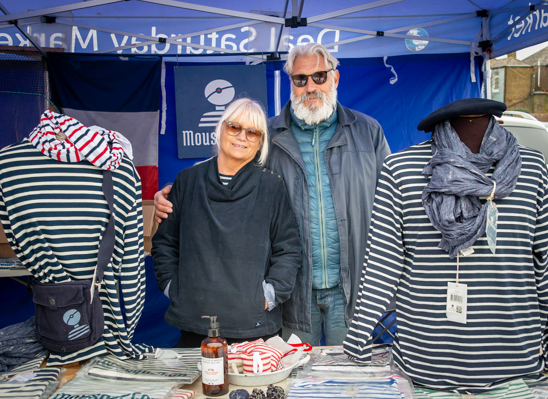 Sue and Robert at their French Stall, Deal Market, Saturday 17th February, 2024. 