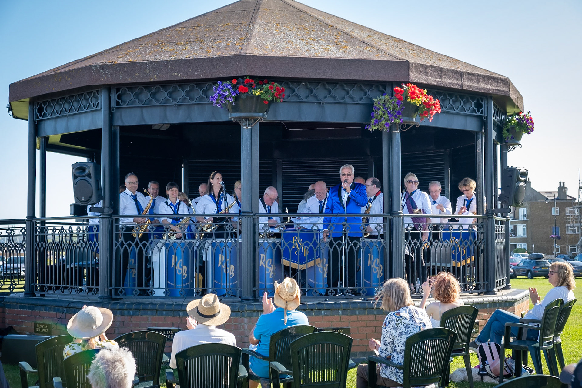 The Railway Swing Band at Walmer Memorial Bandstand, Walmer Green, this afternoon, 20th August, 2023.