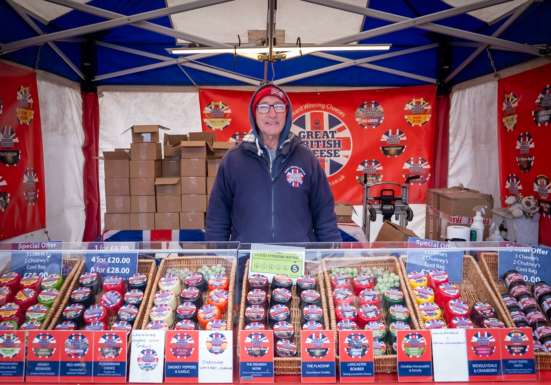 Roy, selling cheeses at the Christmas Market, Deal Castle, 2nd December, 2023.