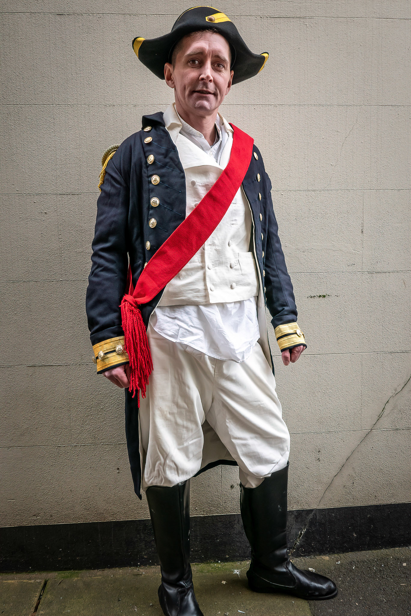 George Chittenden, Managing Director of the History Project, on his way to lead a historical walking tour around Deal. 11th February. www.thehistoryproject.co.uk
