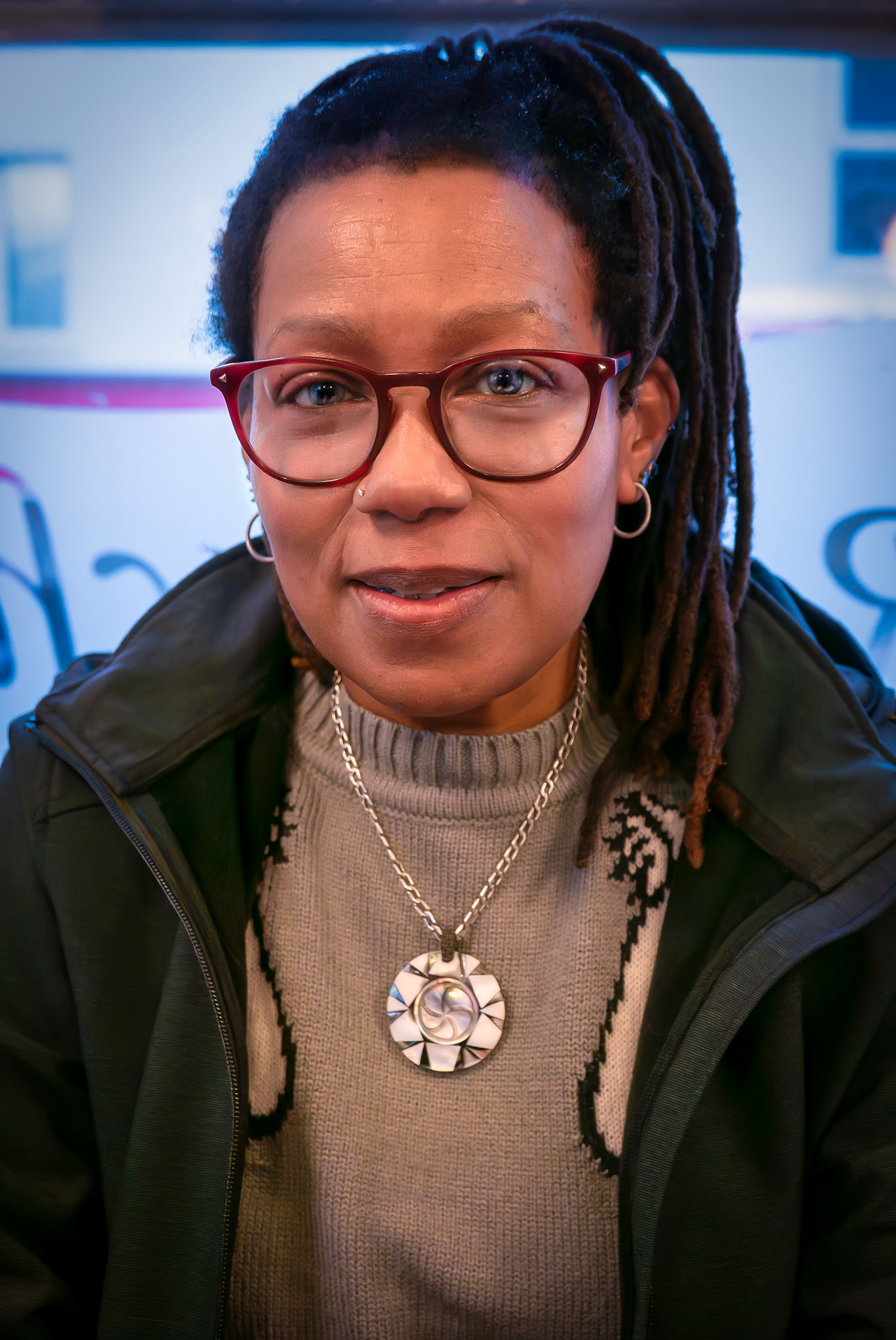 Eva, a former social care manager in London. The Just Reproach, Deal's Micropub, 20th January, 2024.