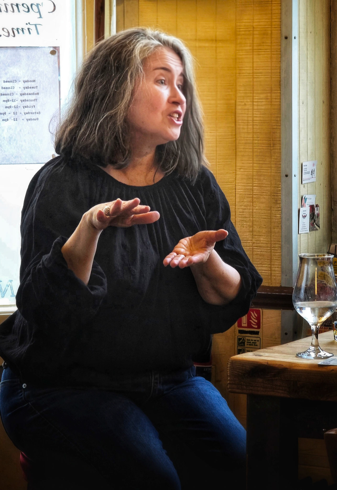 Jane Dickins giving a talk on how to optimise your use of Instagram. South East Artists Social at the Just Reproach, Deal's Micopub, 18th May, 2026. Jane is an Australian artist living and working in Kent. https://www.janedickins.com/ @janedickinsart www.denizensofdeal.com