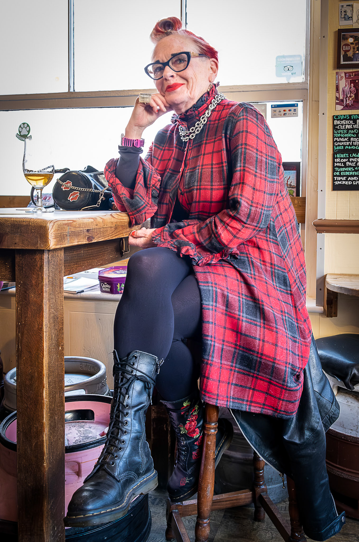 Hilary, a painter visiting from Dover. The Just Reproach, Deal's micropub, King Street, 29th December, 2023.