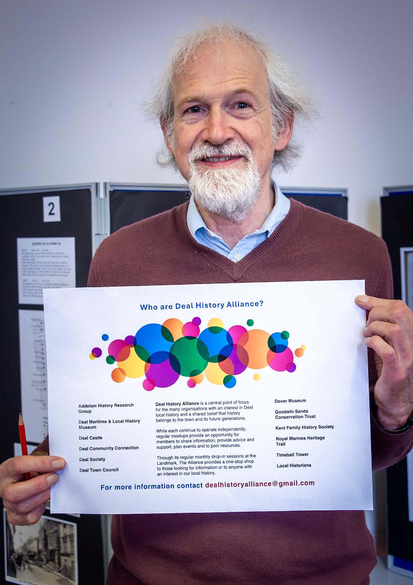 Alan Buckman working at the Deal History Alliance, Landmark Centre, 30th November, 2024. Alan is a member of the Addelam History Group. Addelam is an old name for Deal from the days of the Domesday Book.