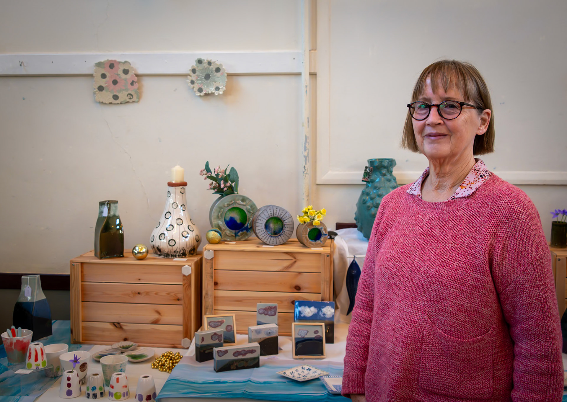 Kathryn Hodder, Ceramacist, showing some of her work at the Arts and Craft Show, St George's Hall, 25th November, 2024.