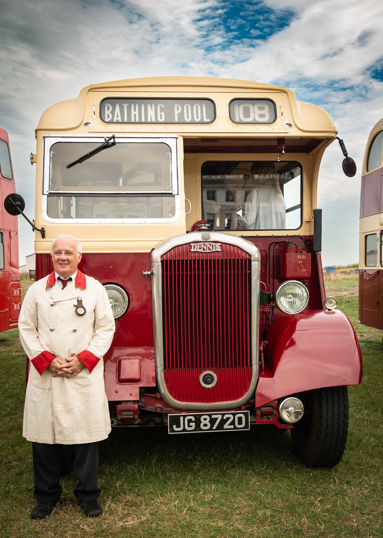 Glynn, with the vintage 108 to the Bathing Pool. Walmer Green, 7th September, 2024.
