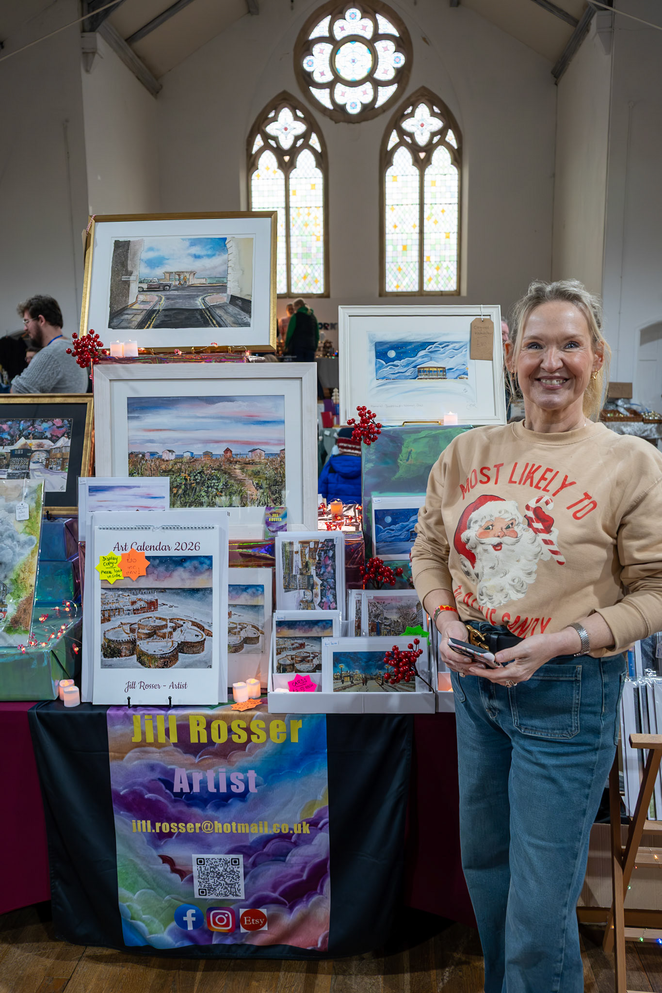 Jill Rosser, an artist, at the Deal Flea Market, 7th December, 2025 at the Landmark Centre.