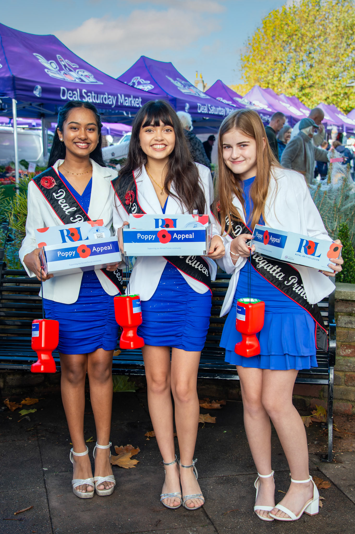 Aarya, Daisy and Amelia selling poppies at Deal Market, 1st November, 2025.