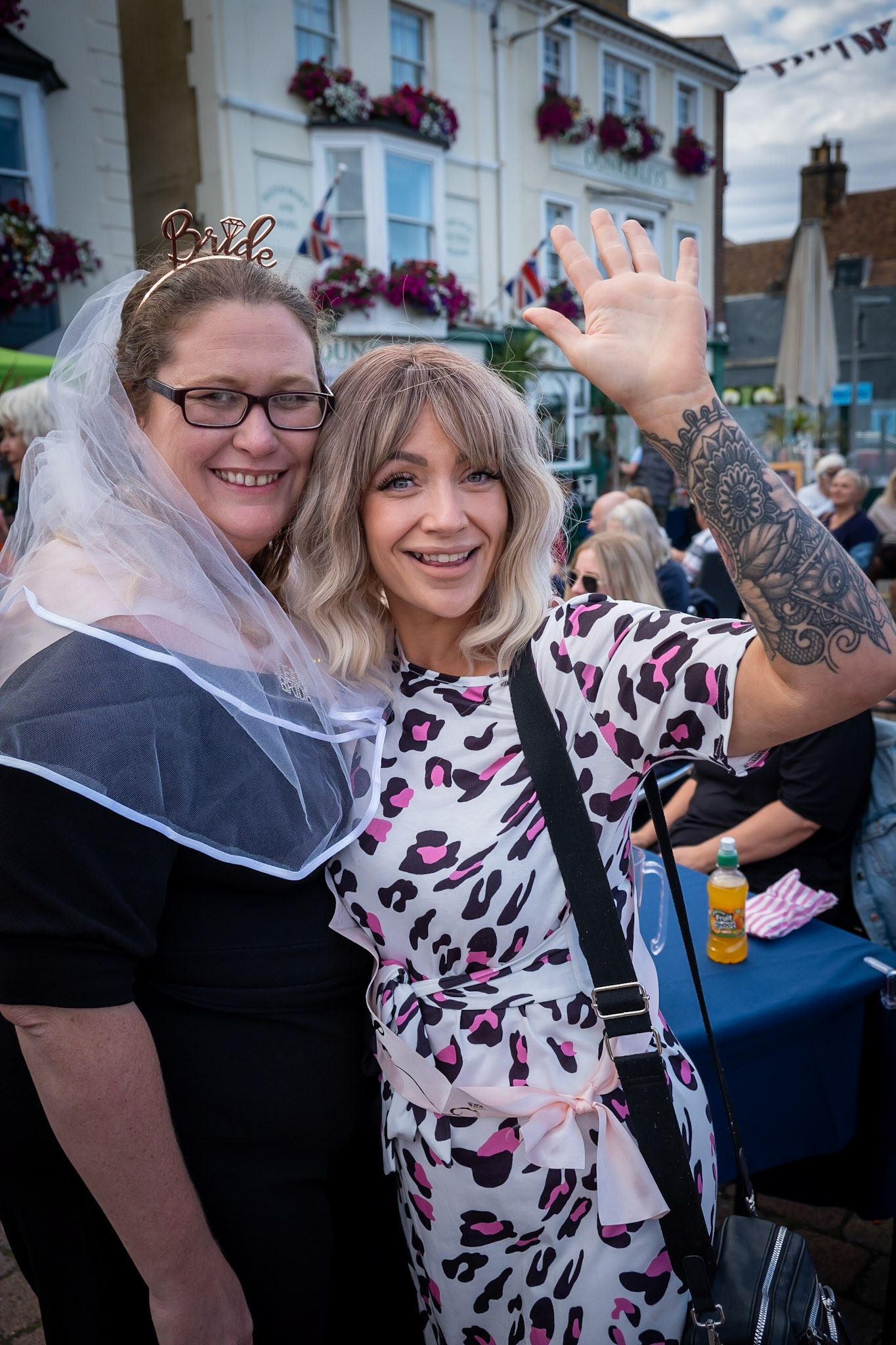 Bride to be, Kirsty and her hen party team leader Louise, at Martha 4 Music Charity Concert, Beach Street Deal.