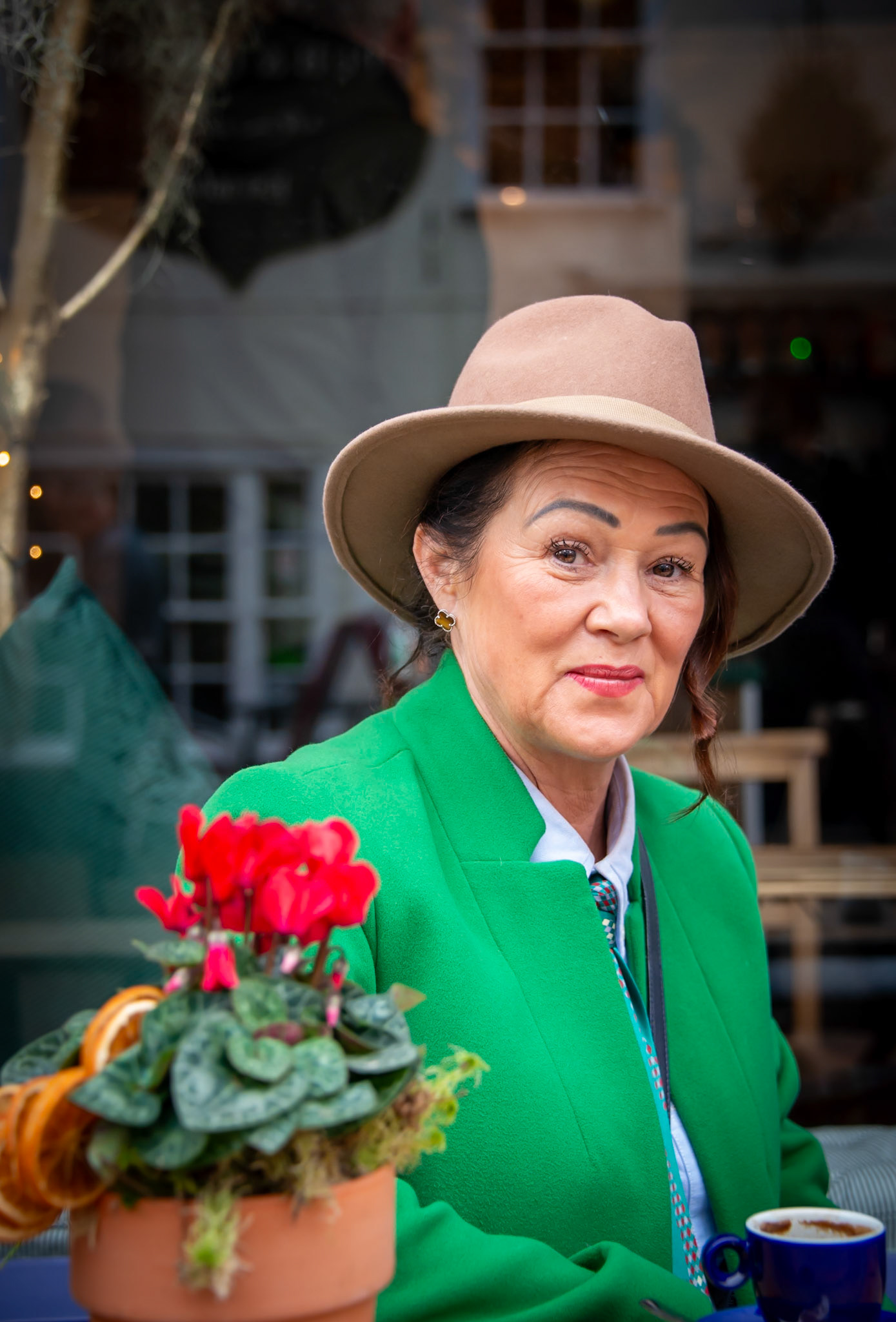 Amanda, a former chef, having coffee at Blackberry and Lavender, High Street, 14th December, 2024. 
