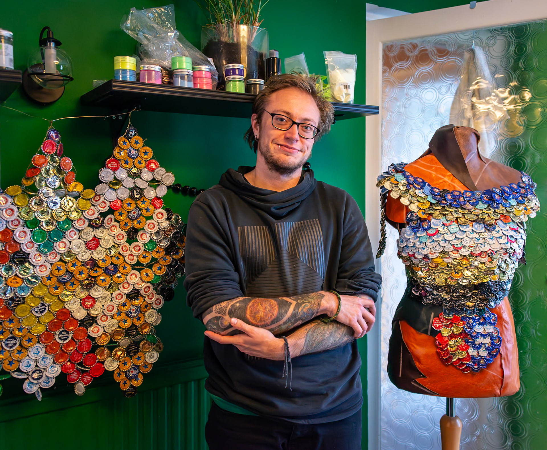 Steve Wheeler, a multi-disciplinary artist working with recycled materials. East Kent Artists Open Houses, 26th October, 2024.