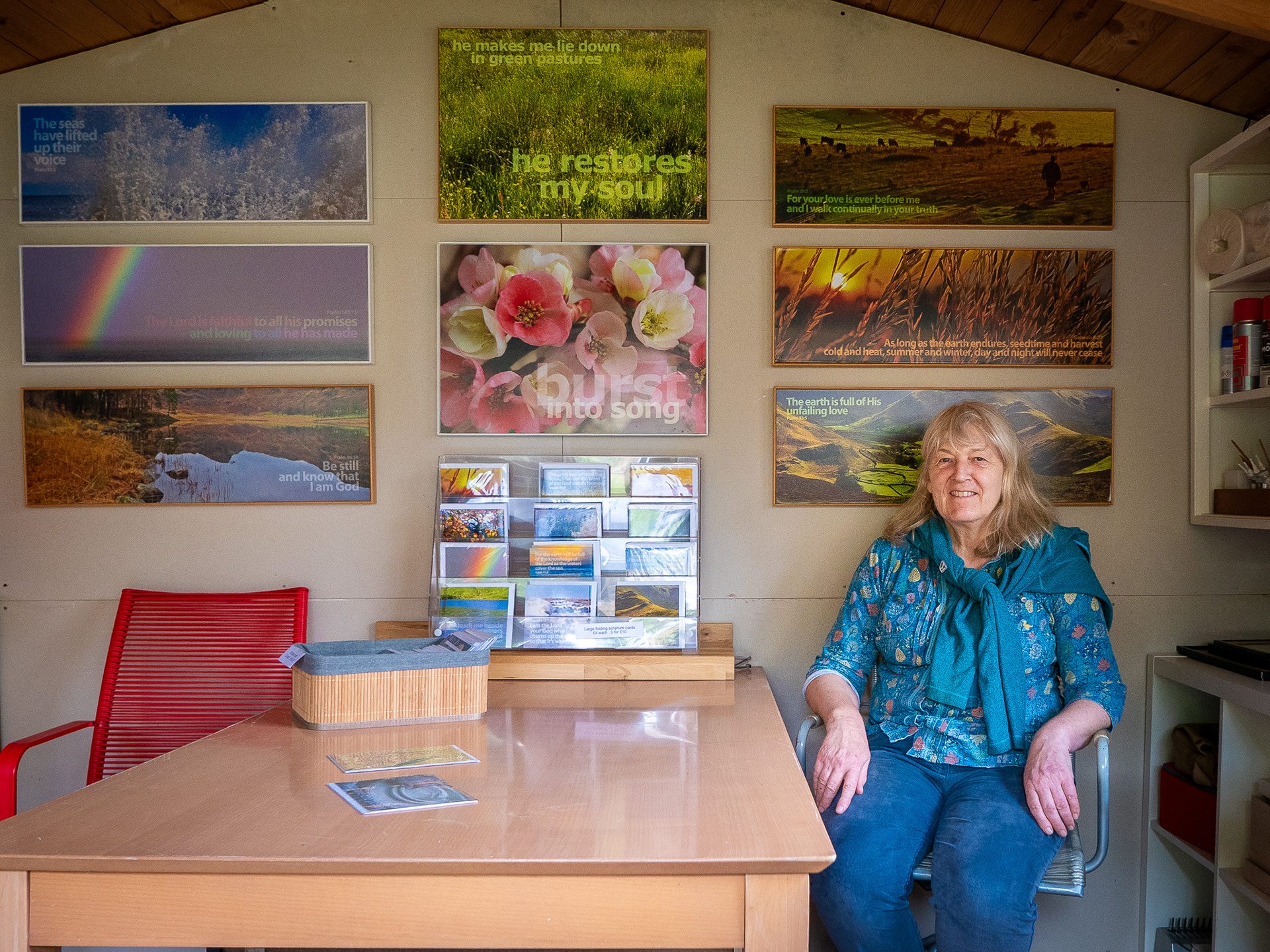 Elizabeth Sephton, a photographic artist in her studio. Elizabeth looks for beauty in any subject matter and produces inspiring compositions. South East Artists Open Studios, 8th June, 2025.