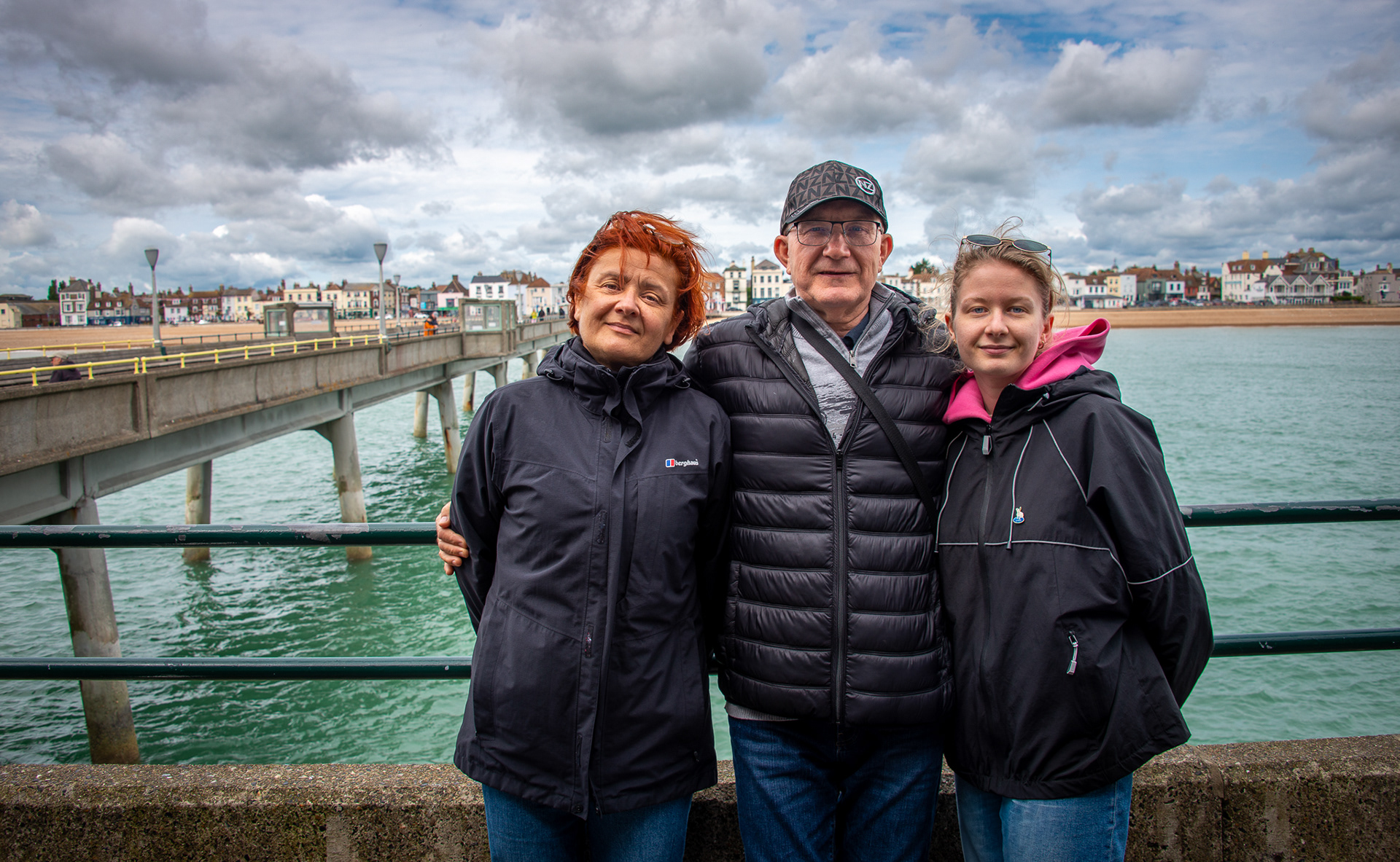 Ewa, Marius and Oliwia, our guests this week from Poland. Deal Pier, 7th June, 2025.