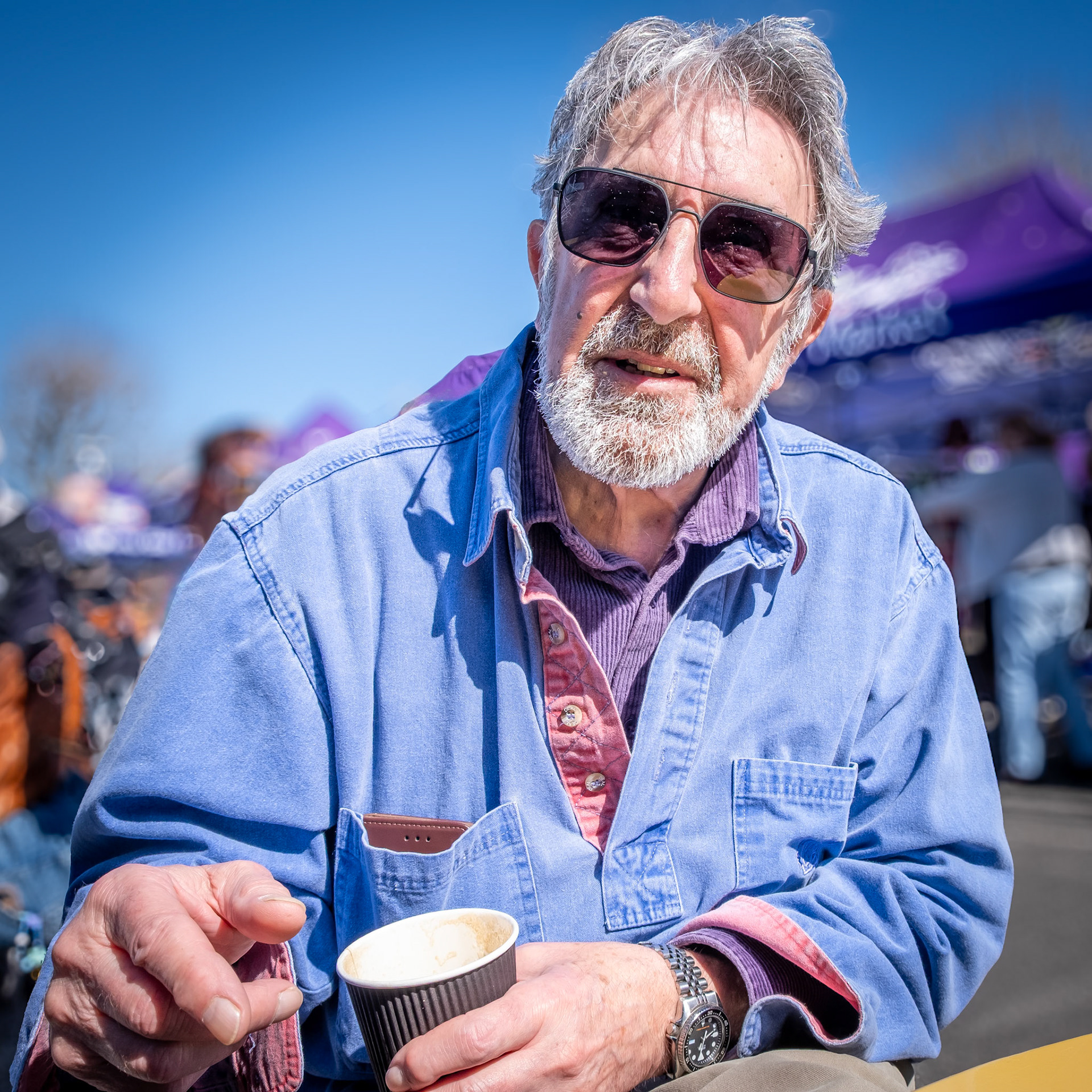Jan May, a former audio visual expert and portrait photographer who I met over a coffee at The Hog on the Run, Deal Market, 5th April, 2025. 