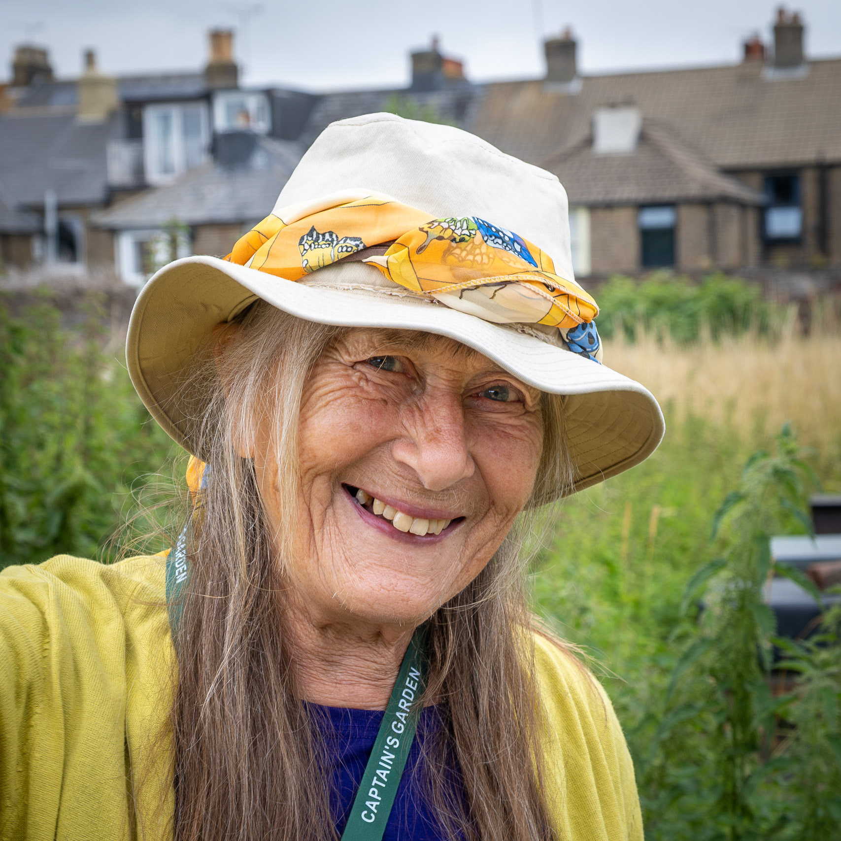 A portrait of Mary, a volunteer gardener at the Captains Garden