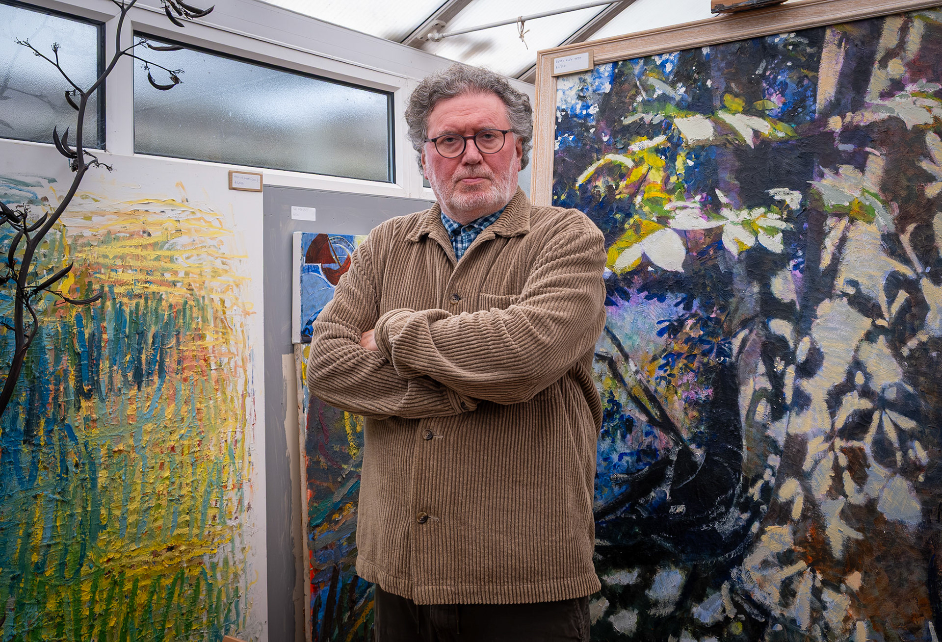 John Horne, East Kent Open Houses, Canada Road, Deal, 11th October, 2025. John's work is varied but he tends to paint very large canvases of surreal and/or abstract landscapes, usually in oils or acrylics.