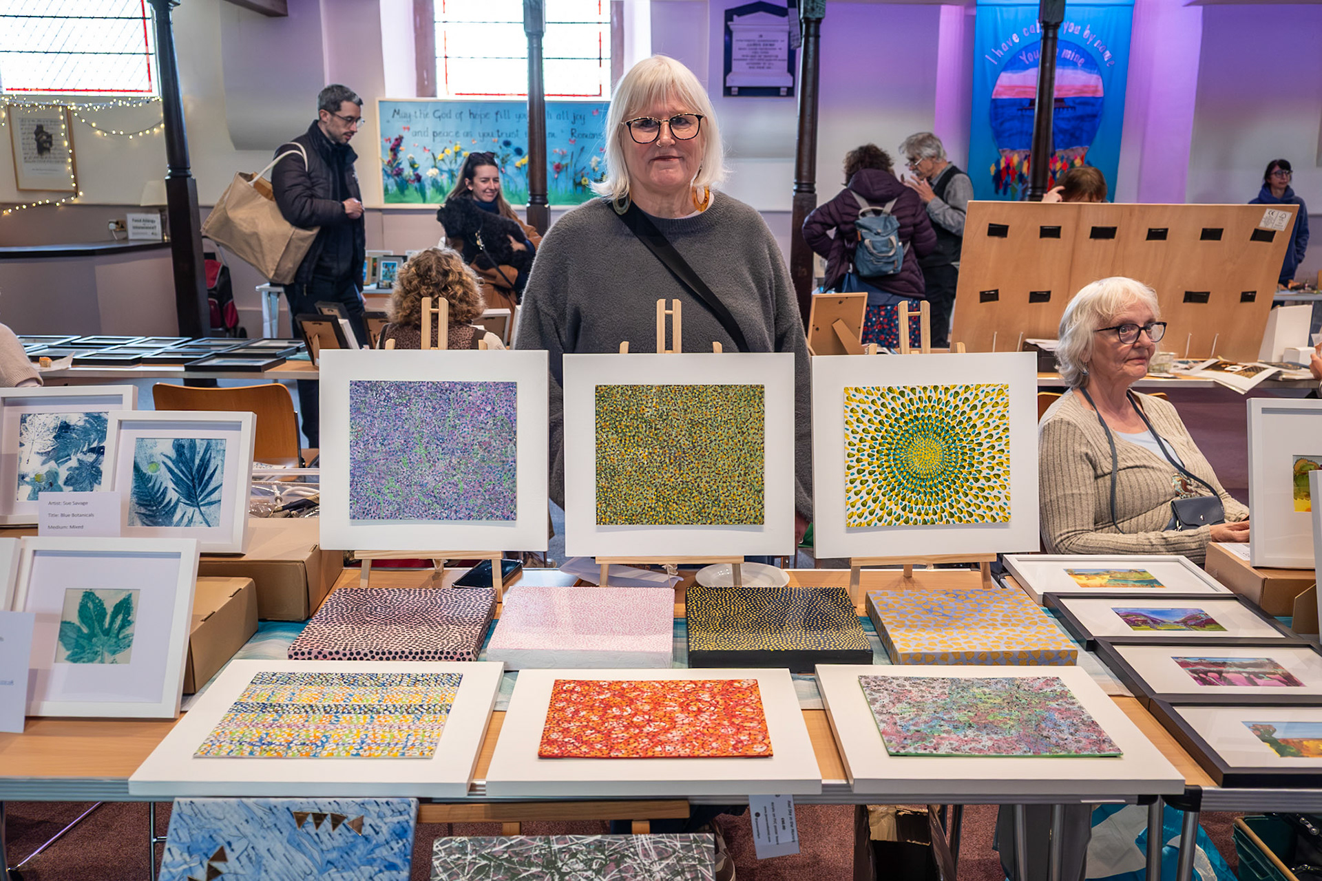 Jane Orwell, artist, at the Small is Beautiful launch event for next month's Open Studios.  St George's Church, 16th May, 2026.