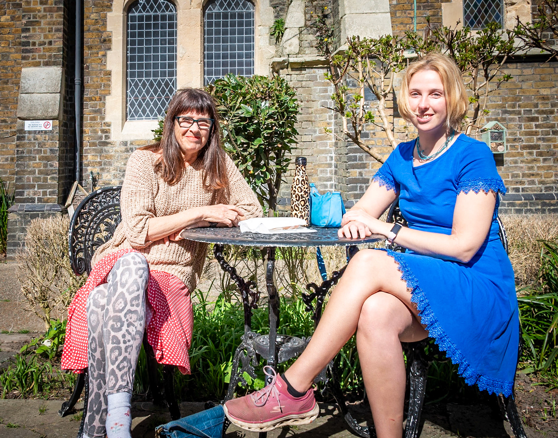 Penny Bearman, an artist, and her daughter Lucy, an artist and scientist. Lucy is a Doctor of Philosphy specialising in the psychology of peopls's perceptions of television. Landmark Centre, 29th March, 2025.