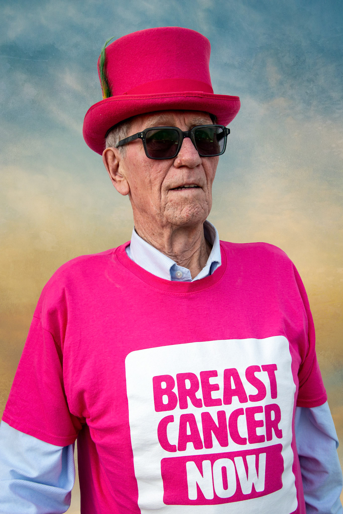 The legendary Mike Griggs, organiser of the Clifftop Challenge, at the handover of the cheque for £300,000 to Breast Cancer Now, 27th September, 2026. 