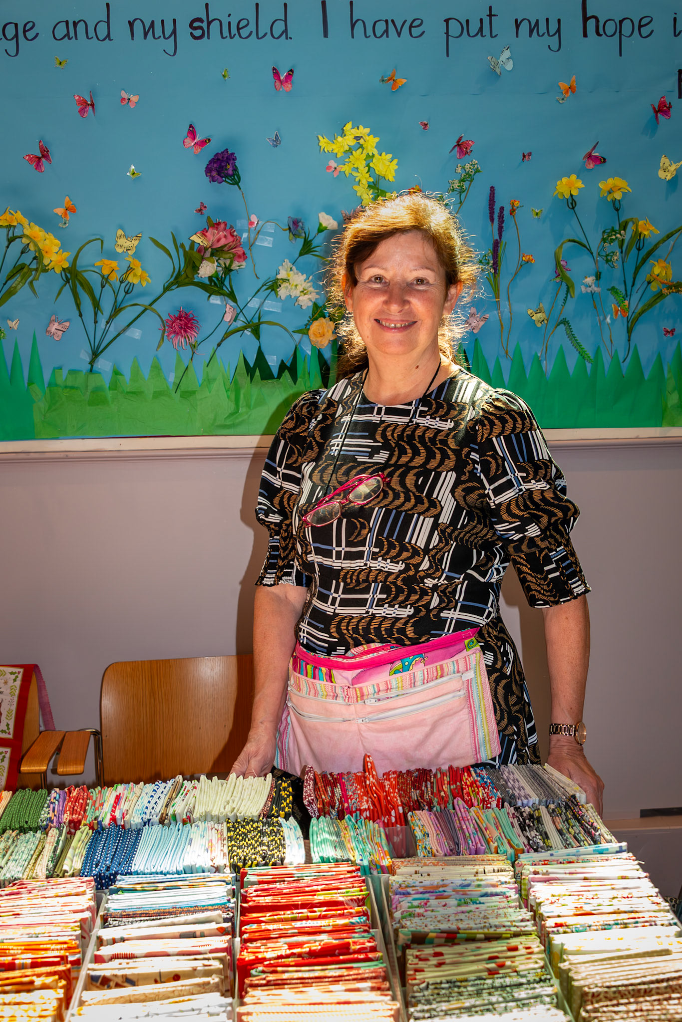 Rose with some of the very talented ladies of the Deal Dragonfly Quilting Group at their exhibition at St George's Church, 23rd August, 2025.